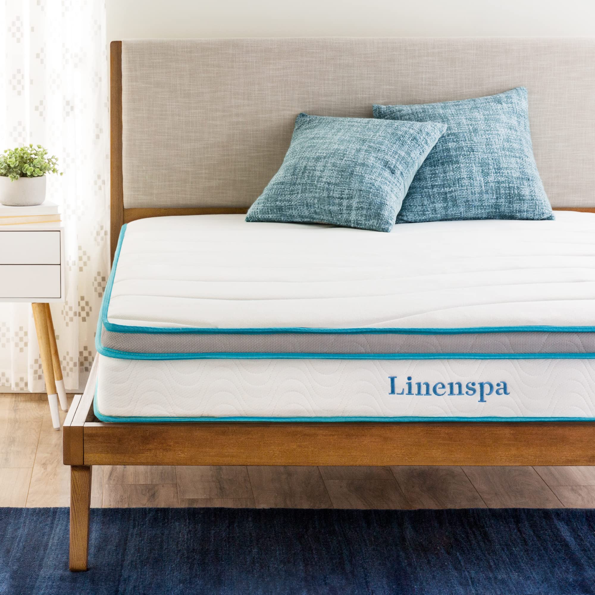 Linenspa Euro Single (90 x 200 cm) Memory Foam and Coil Spring 20 cm Hybrid Mattress - Medium Firm Feel - Bed in a Box - Rolled Mattress - 3ft x 6ft6 x 8 in - Conforming and Breathable - White