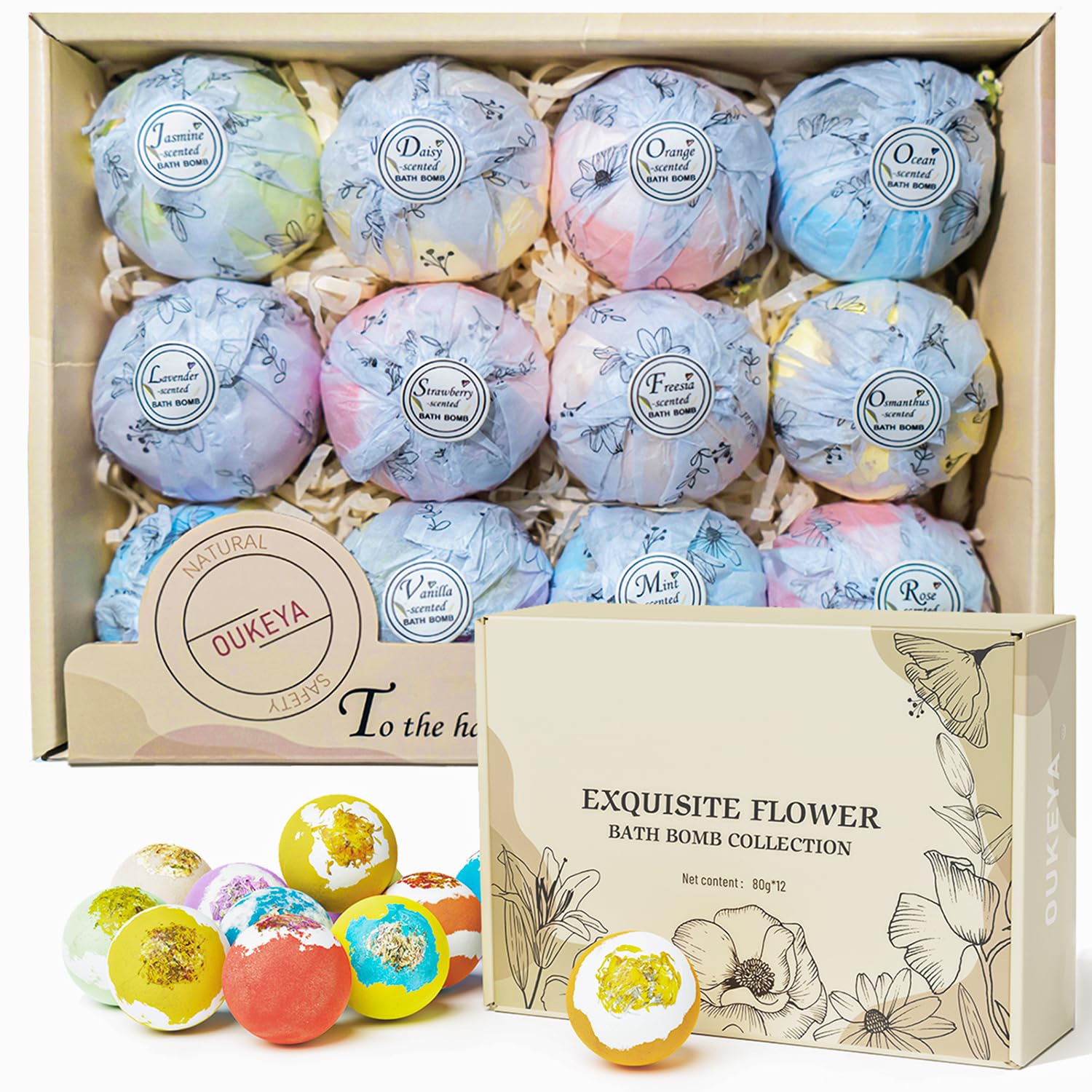 12 PCS Bath Bombs Gift Set w/Natural Shea Butter, Organic Bath Bombs for Women & Men Relaxing, Kids Bath Bombs for Skin Moisturizing & Stress Relief, Handmade Bubble Bath & Fizzy, Ideal Presents