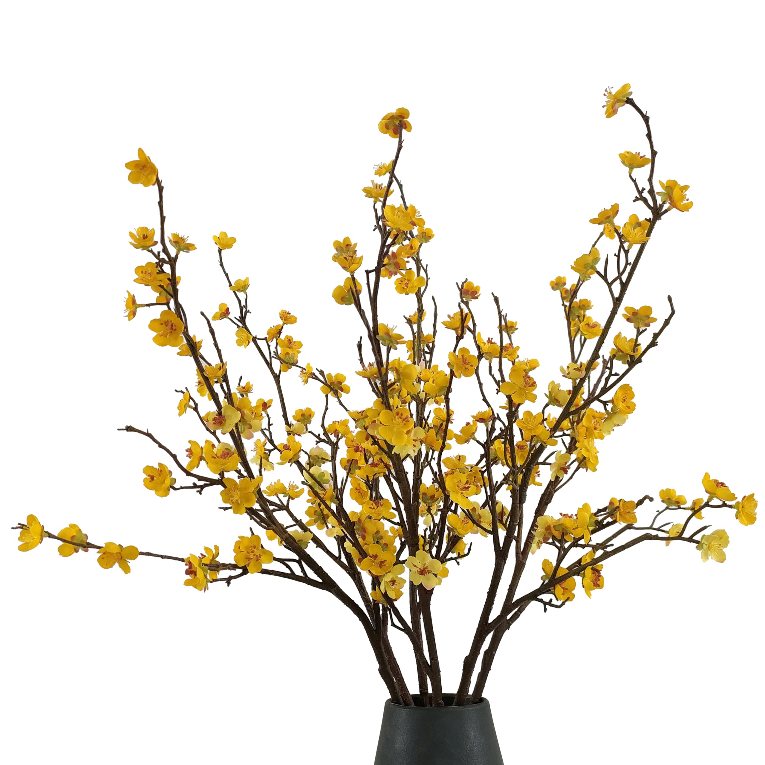 ARTIFIPLANT Plum Blossom Flowers Artificial,6Pcs Yellow Artificial Cherry Blossom Branches Flowers,Plum and Yellow Wedding,Decorative Branches for Home and Office Decor (Yellow, 6)…