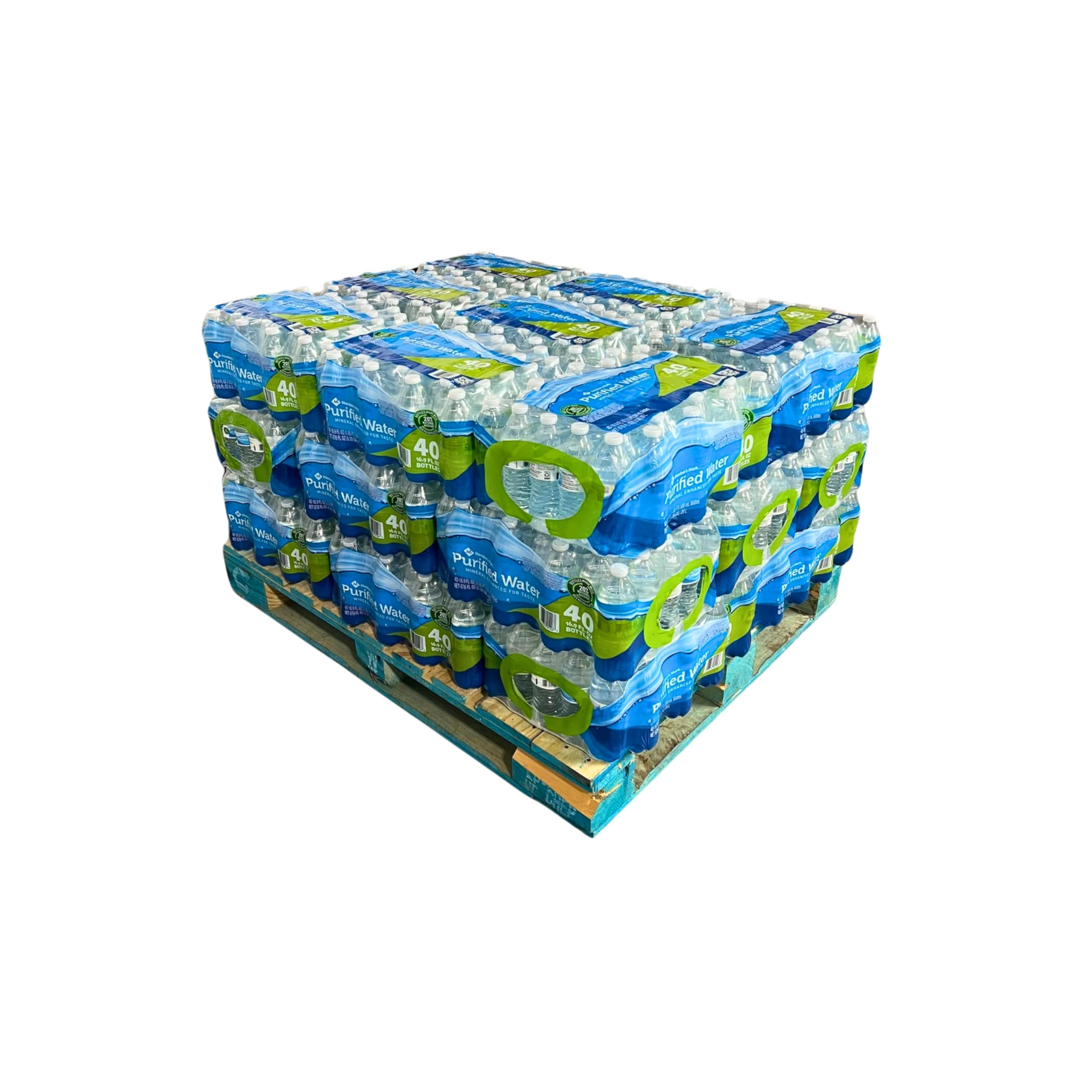 Waterpallets MM Purified Bottled Water 24 cases (16.9 oz. bottles, 40 pk.) Half Pallet