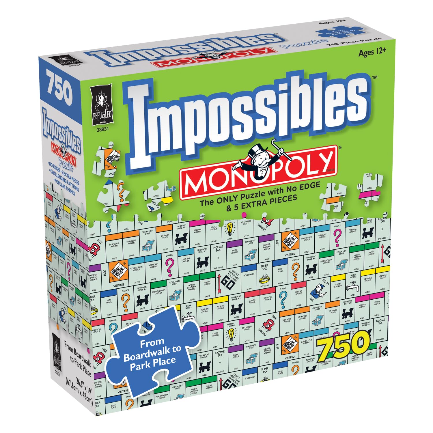 BePuzzled | Hasbro Monopoly Game Impossibles Puzzle, Based on The Classic Game of Monopoly, for Ages 15 and Up