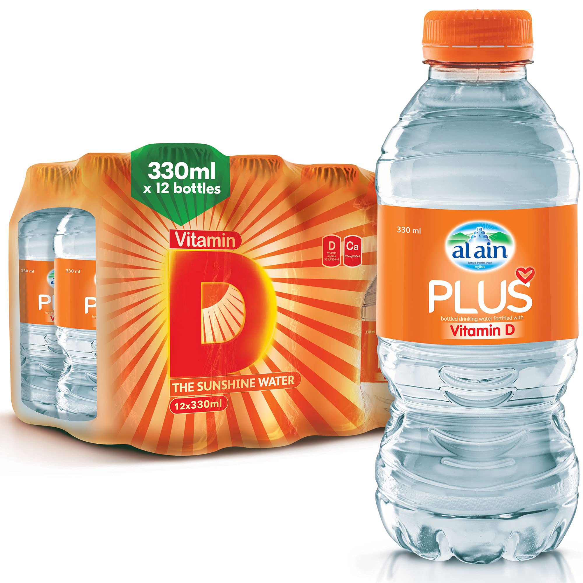 Al Ain Plus Drinking Water With Added Vitamins D - 330 ML (Pack Of 12)