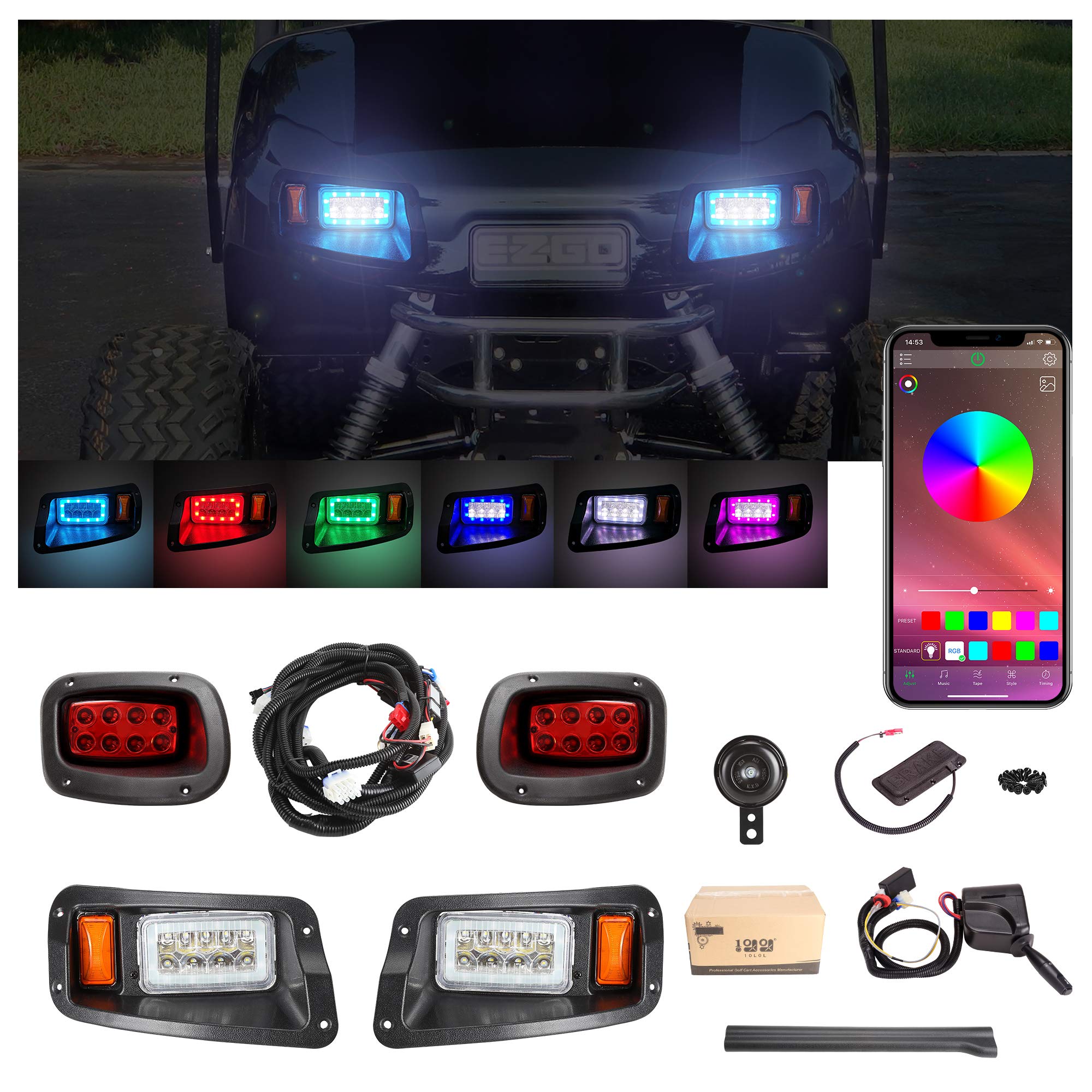 Buy 10L0L 3 Version Golf Cart LED Headlight and Tail Light for EZGO TXT ...