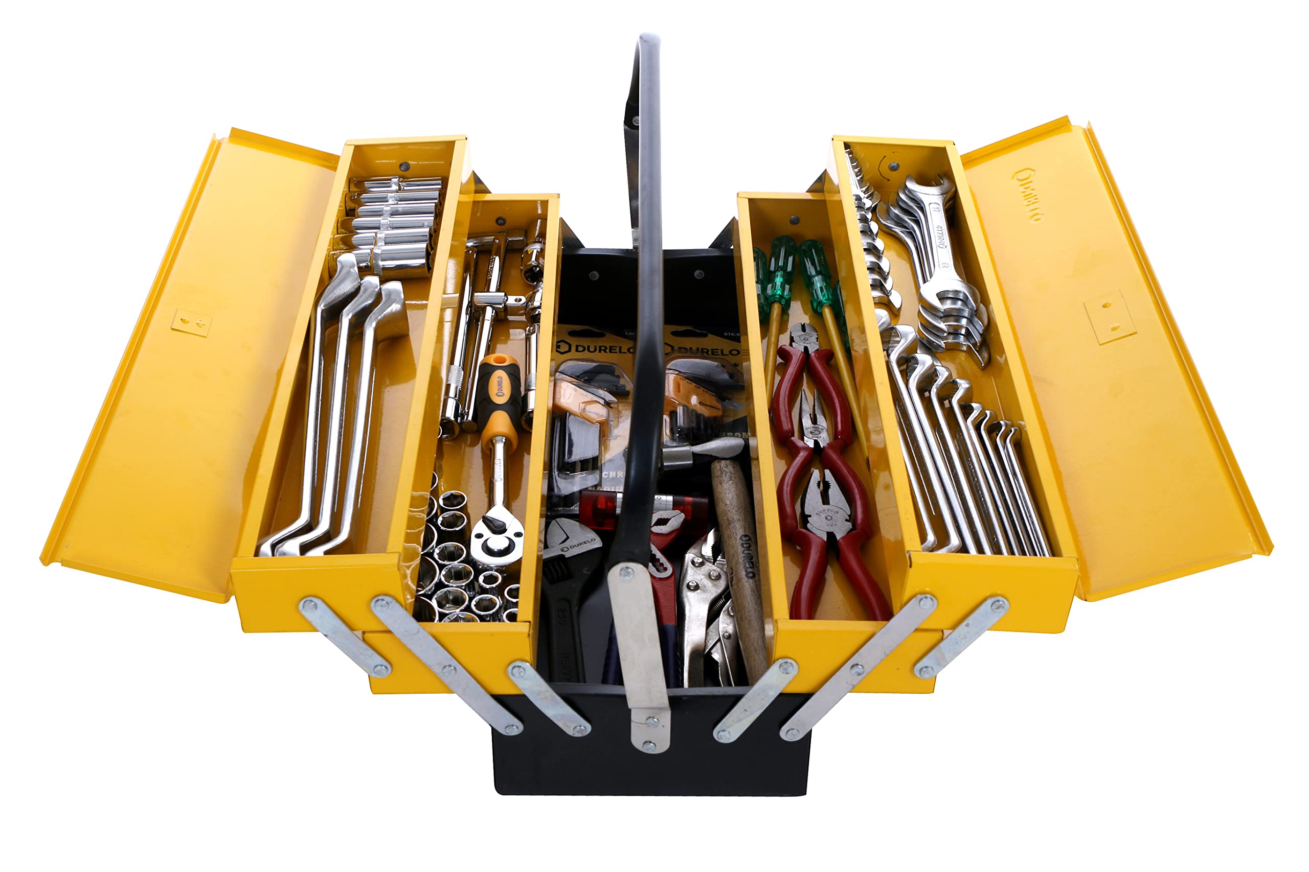 DURELO DKT-87, Multi Tool Set With Tool Kit Box for Professionals & DIY use in Home, Workshop & Garage (Yellow & Black, 87 Pieces)