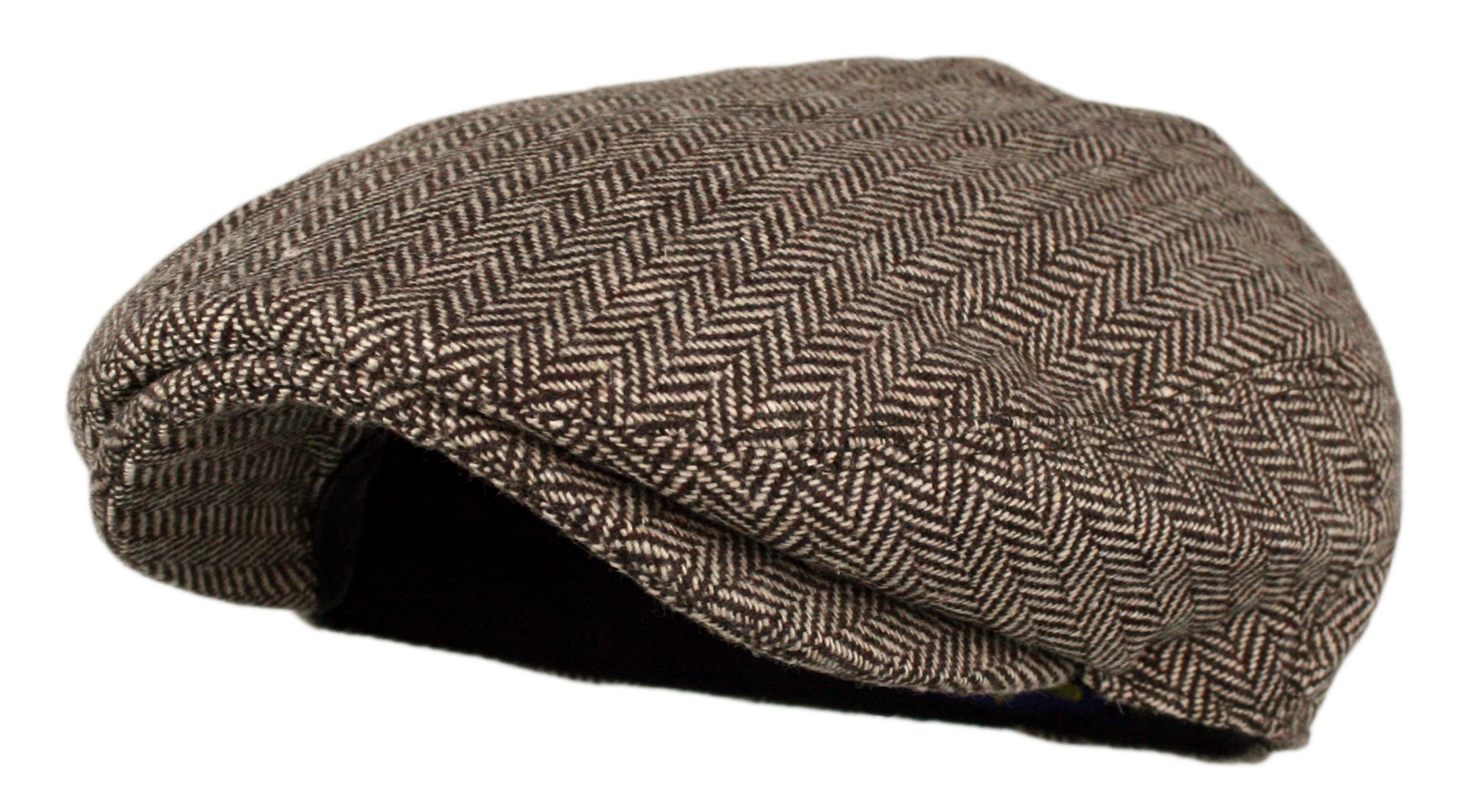 Wonderful FashionMen's Classic Herringbone Tweed Wool Blend Newsboy Ivy Hat (Large/X-Large, Charcoal)