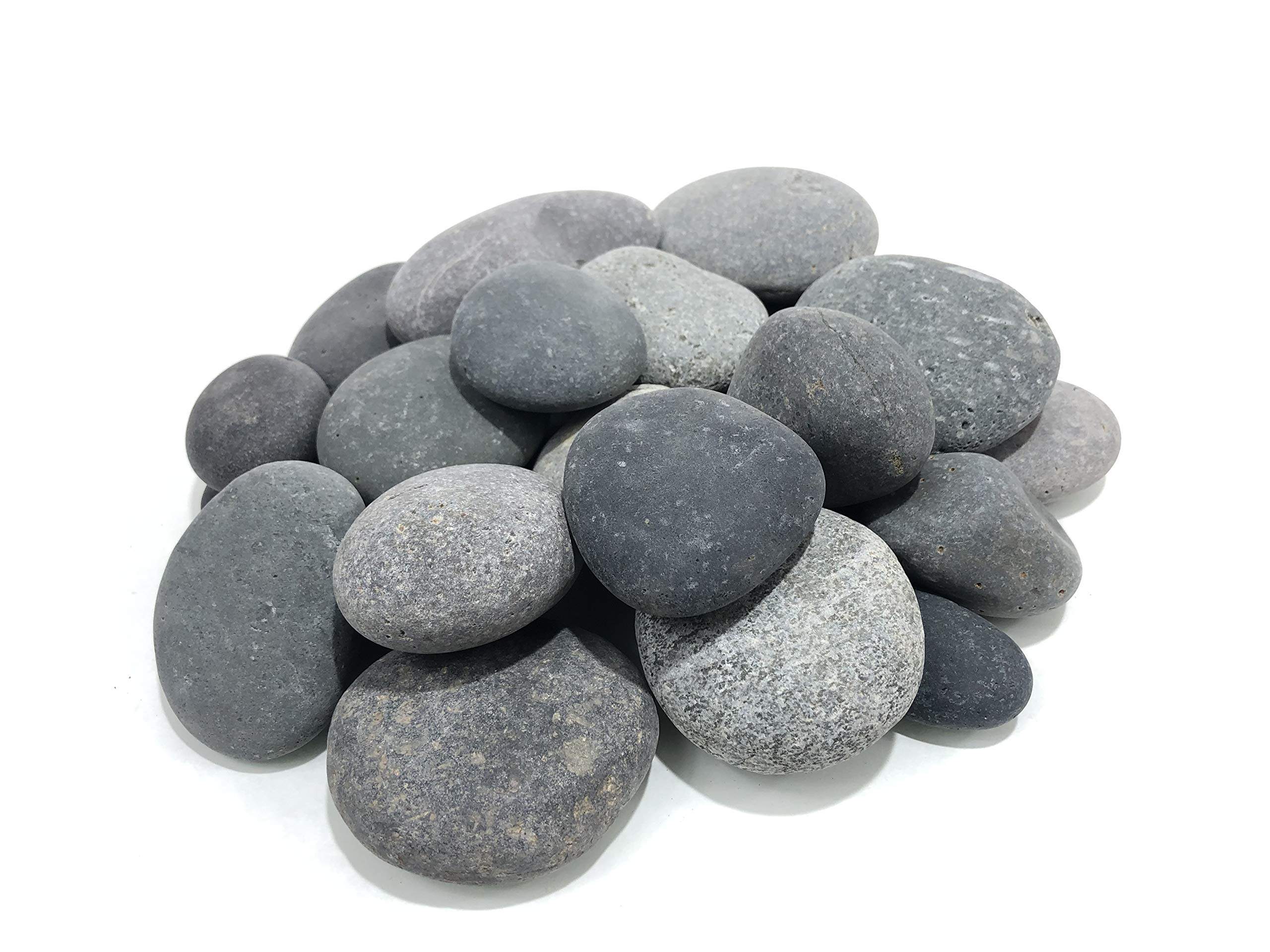 50 Lb. Premium Black Grey Mexican Beach Pebbles 3-5 inches, Decor, Garden, Landscape, Pathways, Backyard, Rock Pebble