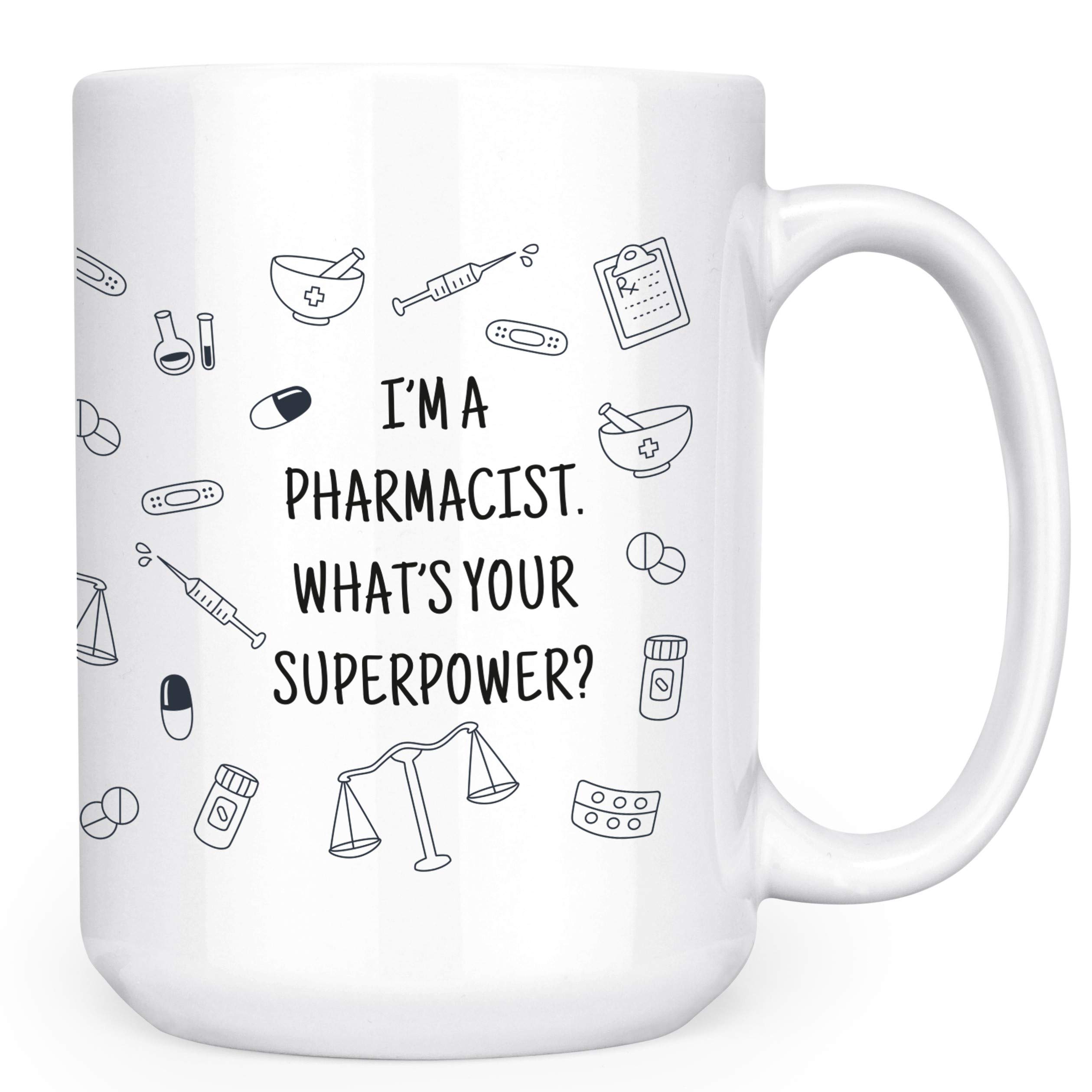 I'm A Pharmacist. What's Your Superpower? - RX Pharmacologist Chemist Prescription - 15oz Double-Sided Coffee Tea Mugs