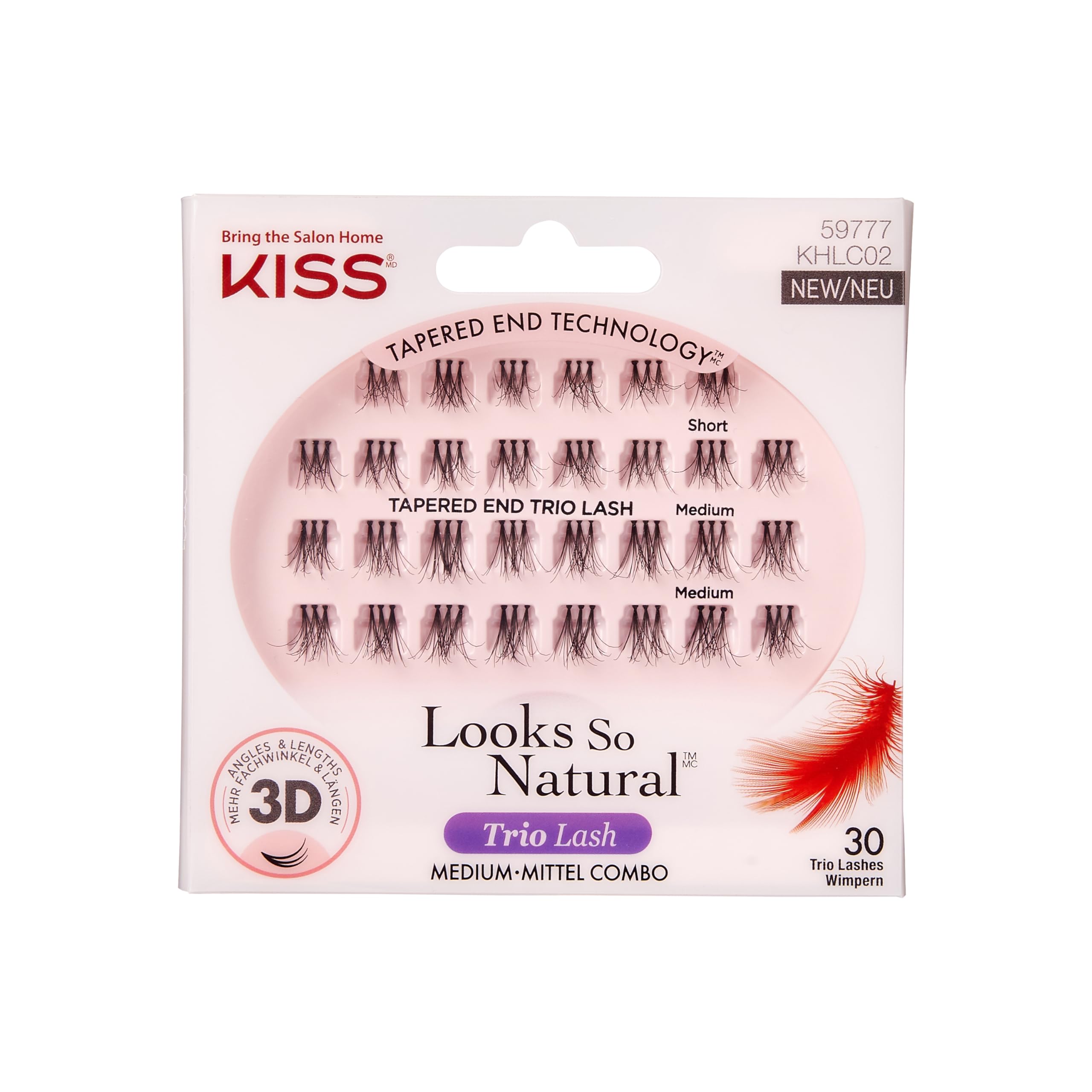 KISSHaute Couture Trio Eye Lashes Khlc02, Medium, 30 Pieces