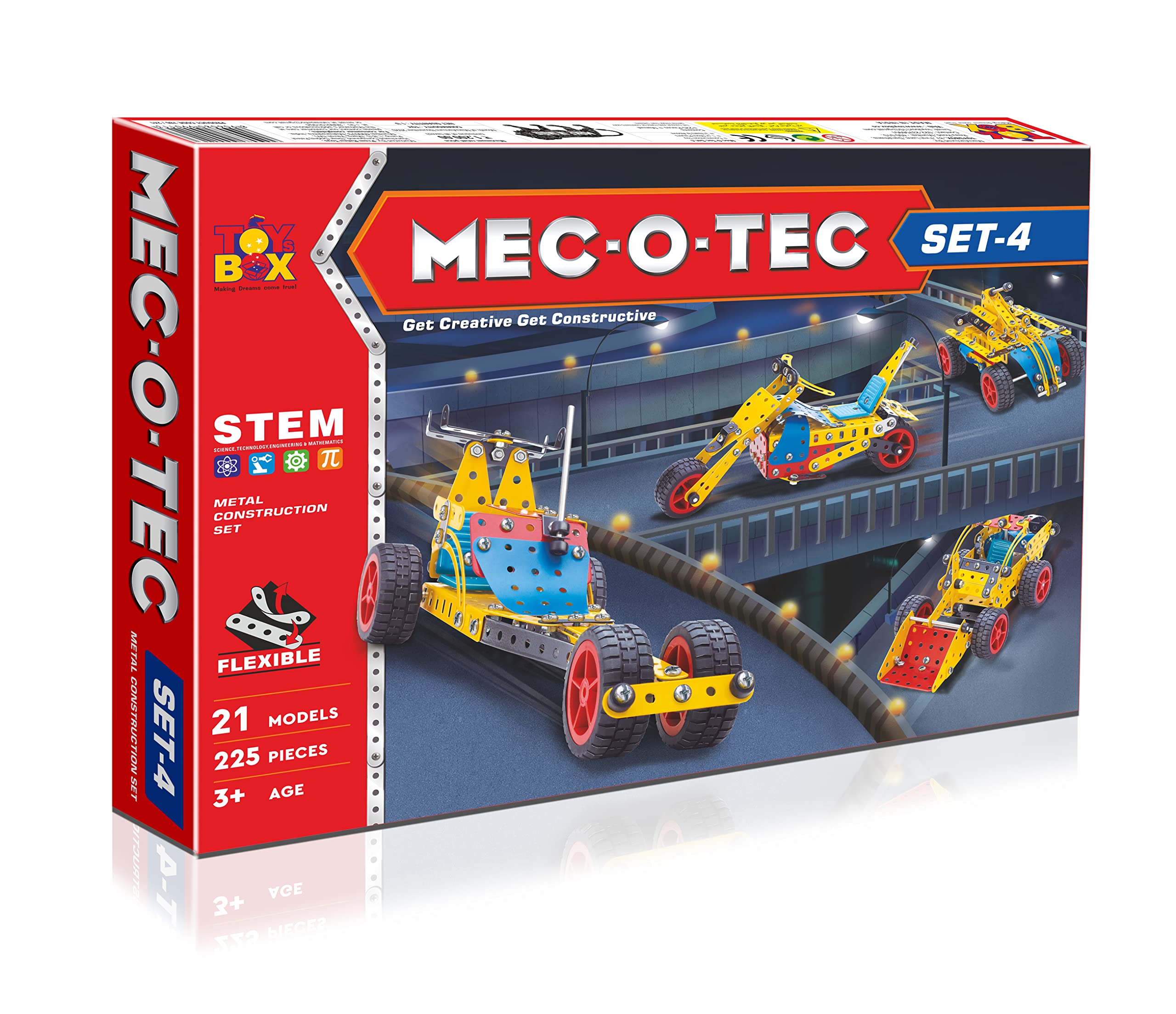 Toysbox MEC - O - Tec Set 4 Metal Construction Toy, Building Blocks, Educational Toys for 6+ yrs Boys and Girls, Multicolor