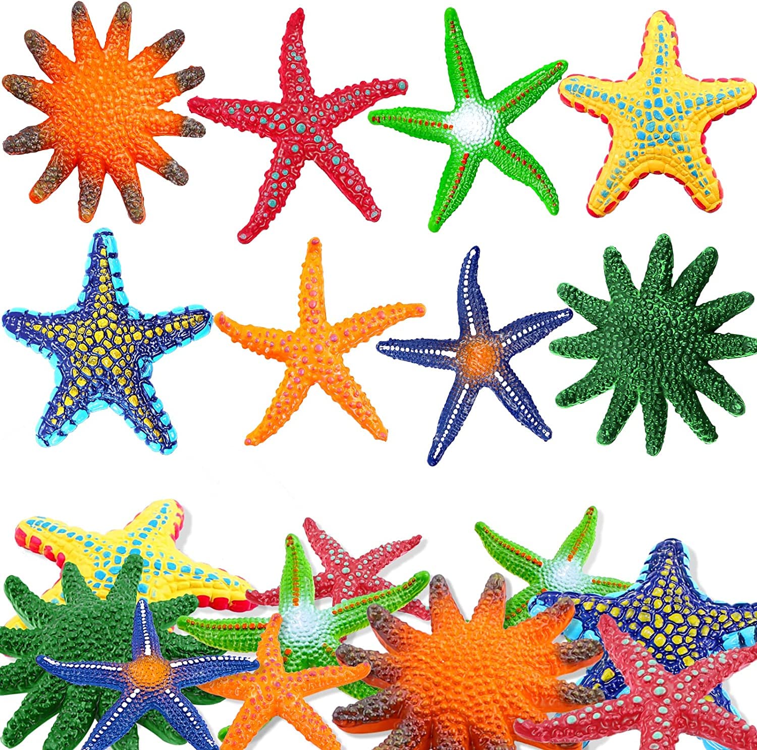 TOYBY 16pcs Big Diving Pool Toys, Colorful Starfish Summer Swimming Underwater Pool Toys Soft Rubber Dive Throw for Kids Birthday Swimming Pool Party Favors Fish Tank Stuffer