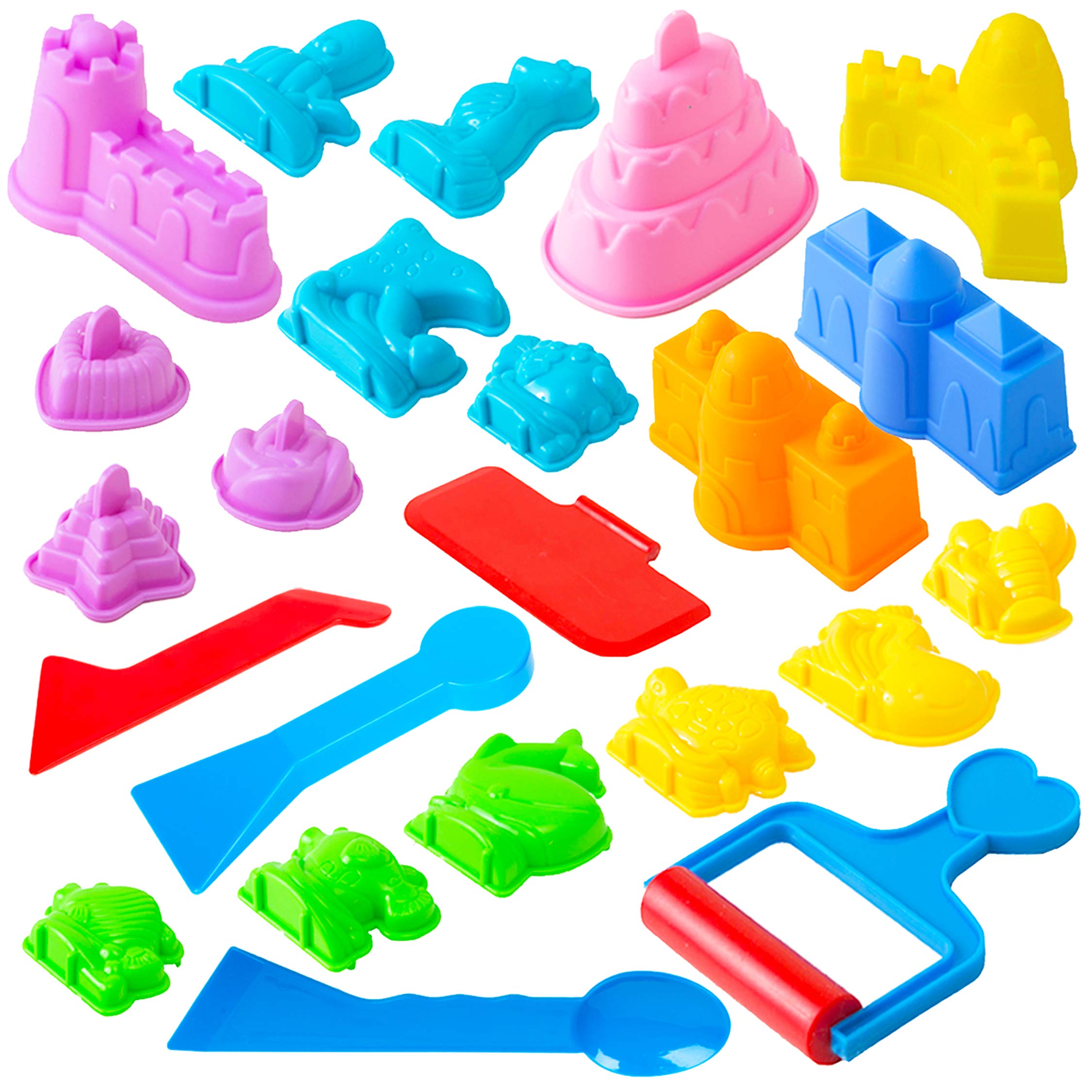 USA ToyzSand Molds Beach Toys for Kids - 23pk Sand Castle Building Kit Sandbox Toys for Toddlers, Compatible with Molding Clay or Play Sand, Beach Sand Water Toys Indoor Outdoor Sensory Toys for Kids