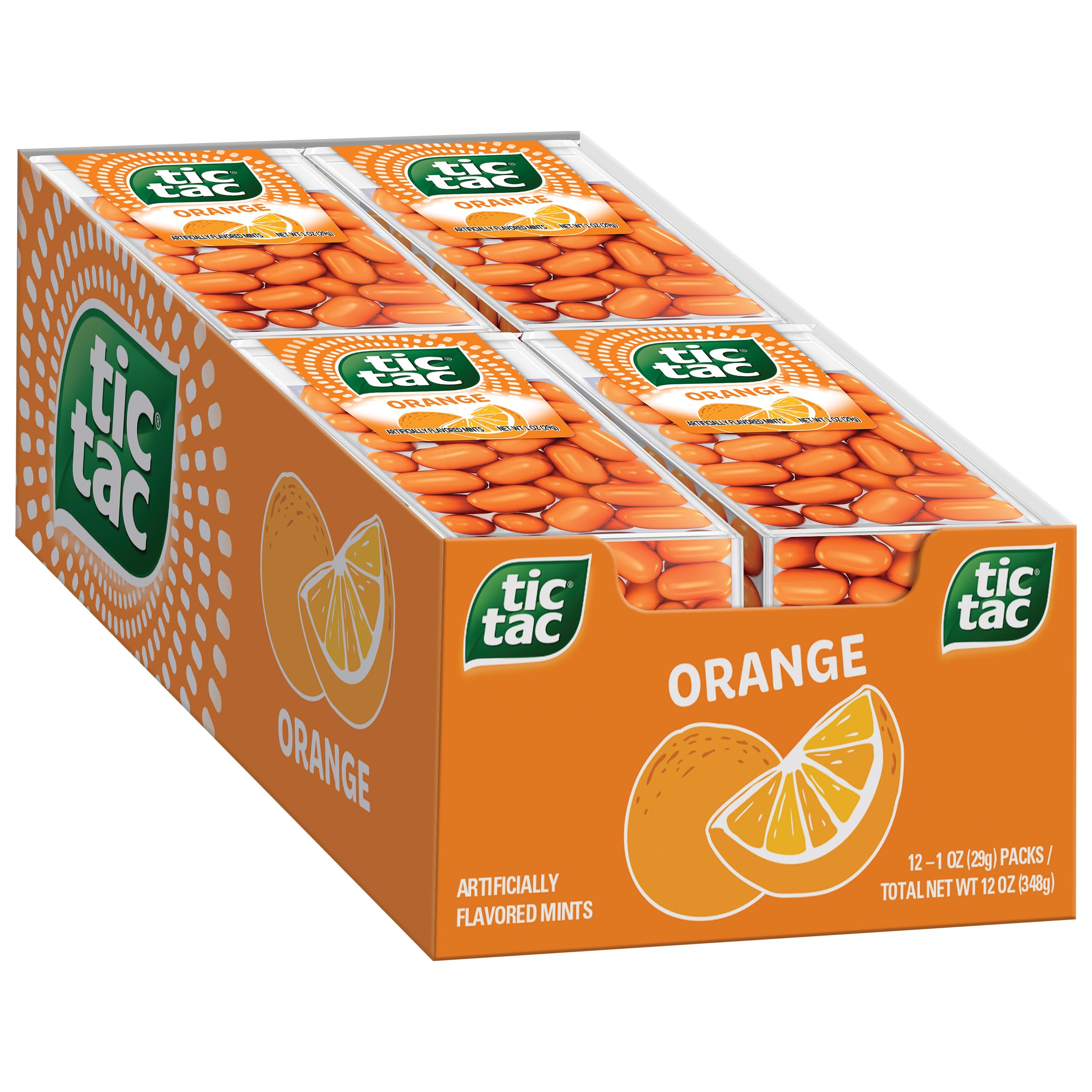 Tic Tac Fresh Breath Mints, Orange, 1 oz Singles, 12 Count