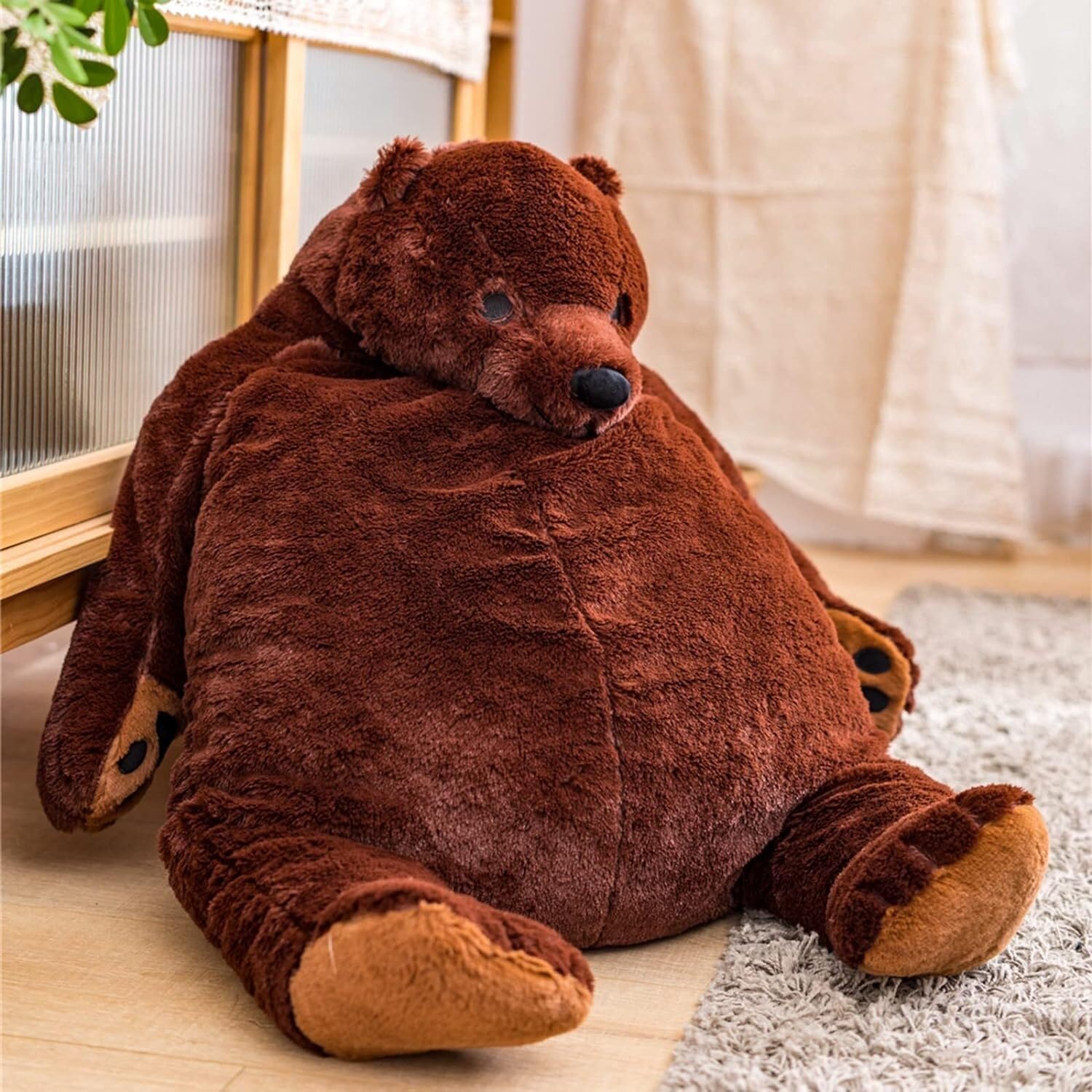 Giant Djungelskog Bear Plush, Simulation Bear Toy Stuffed Animal Plushie Doll Huge Cuddly Dark Brown Teddy Bear for Home Decoration Valentine's Birthday Gift ( Color : Brown , Size : 100cm/39.3inch )