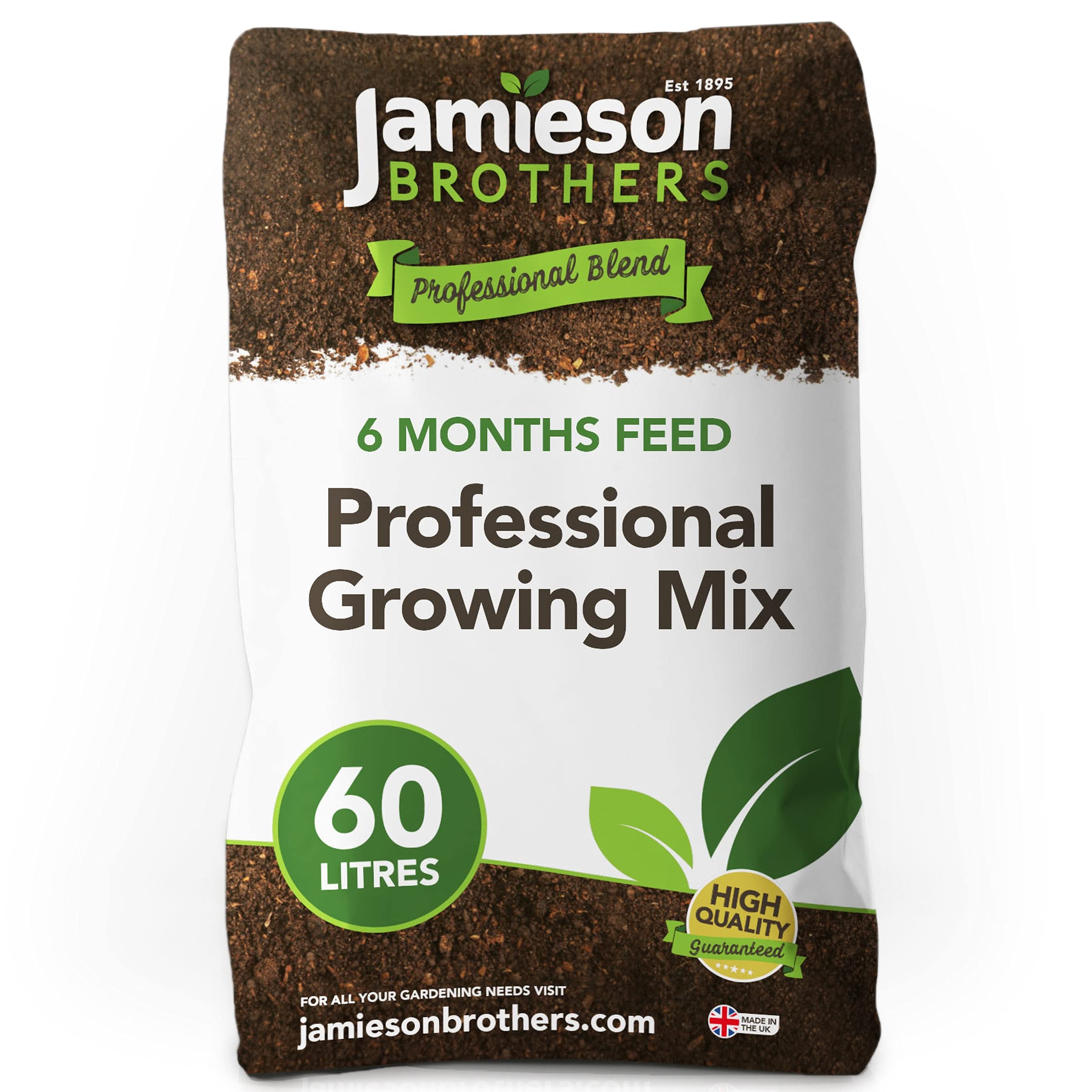 Professional Compost 60L - 6 months feeding NPK 14-16-18 specially designed to maximise yield boost roots and plant growth for indoor and outdoor use - By Jamieson Brothers