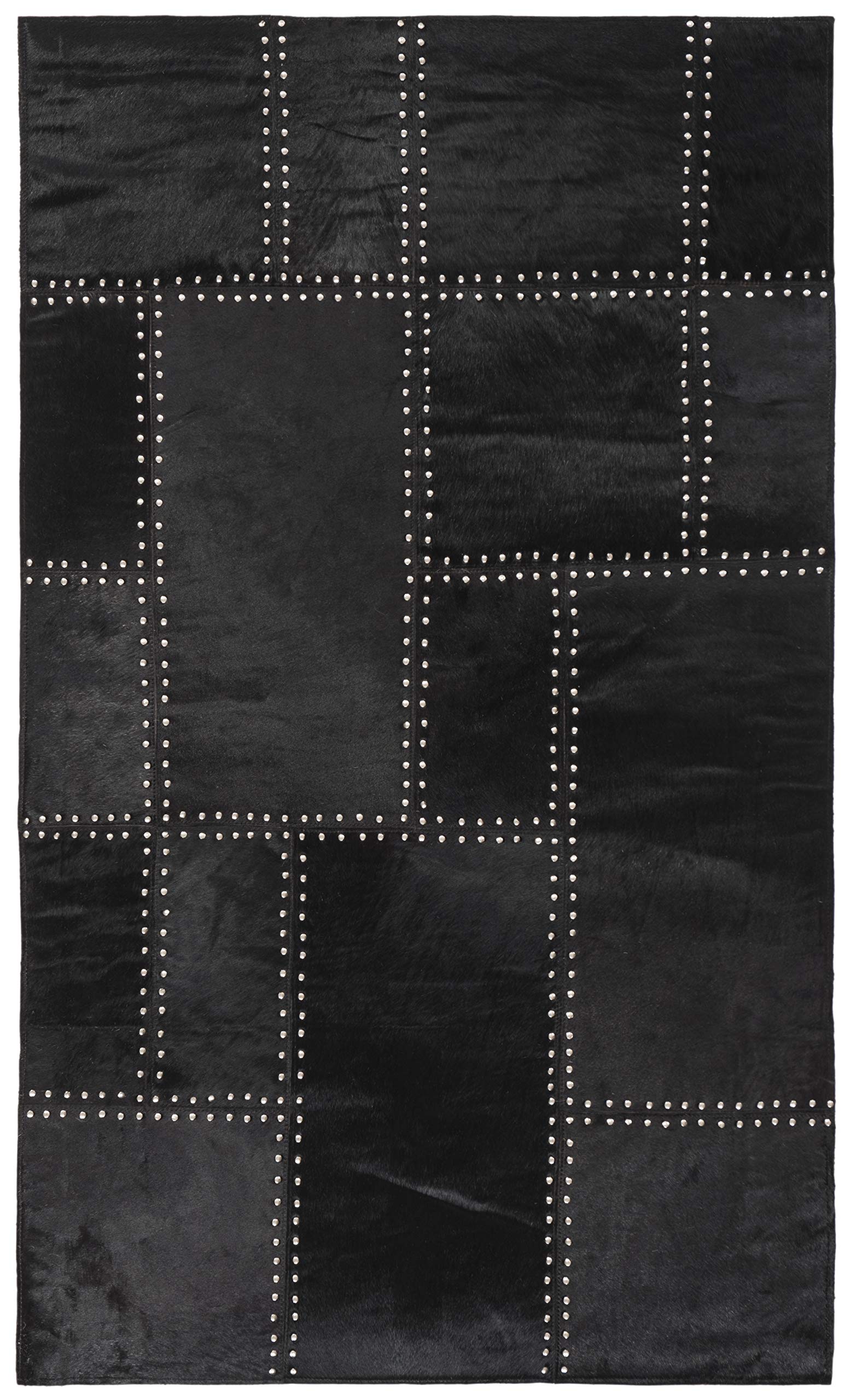 SAFAVIEH Studio Leather Collection 3' x 5' Black STL174Z Handmade Mid-Century Modern Leather Area Rug