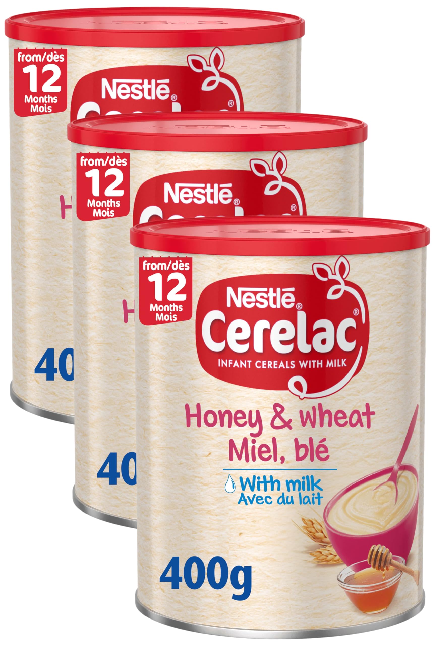 Cerelac Honey & Wheat Toddler Cereal with Milk 400 g | from 12 Months+ | Toddler Cereal (Pack of 3)