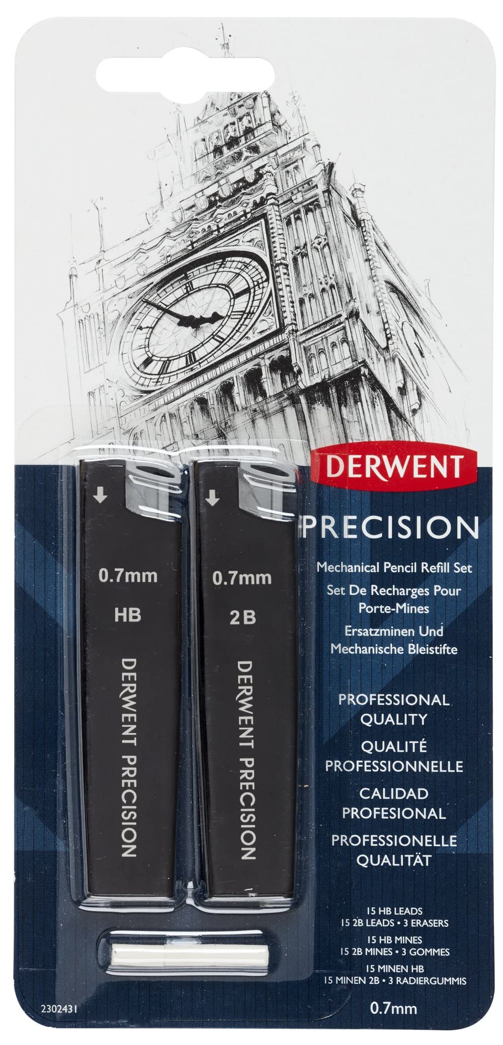 Derwent Precision Mechanical Pencil 0.7 Mm Refill Set,Black