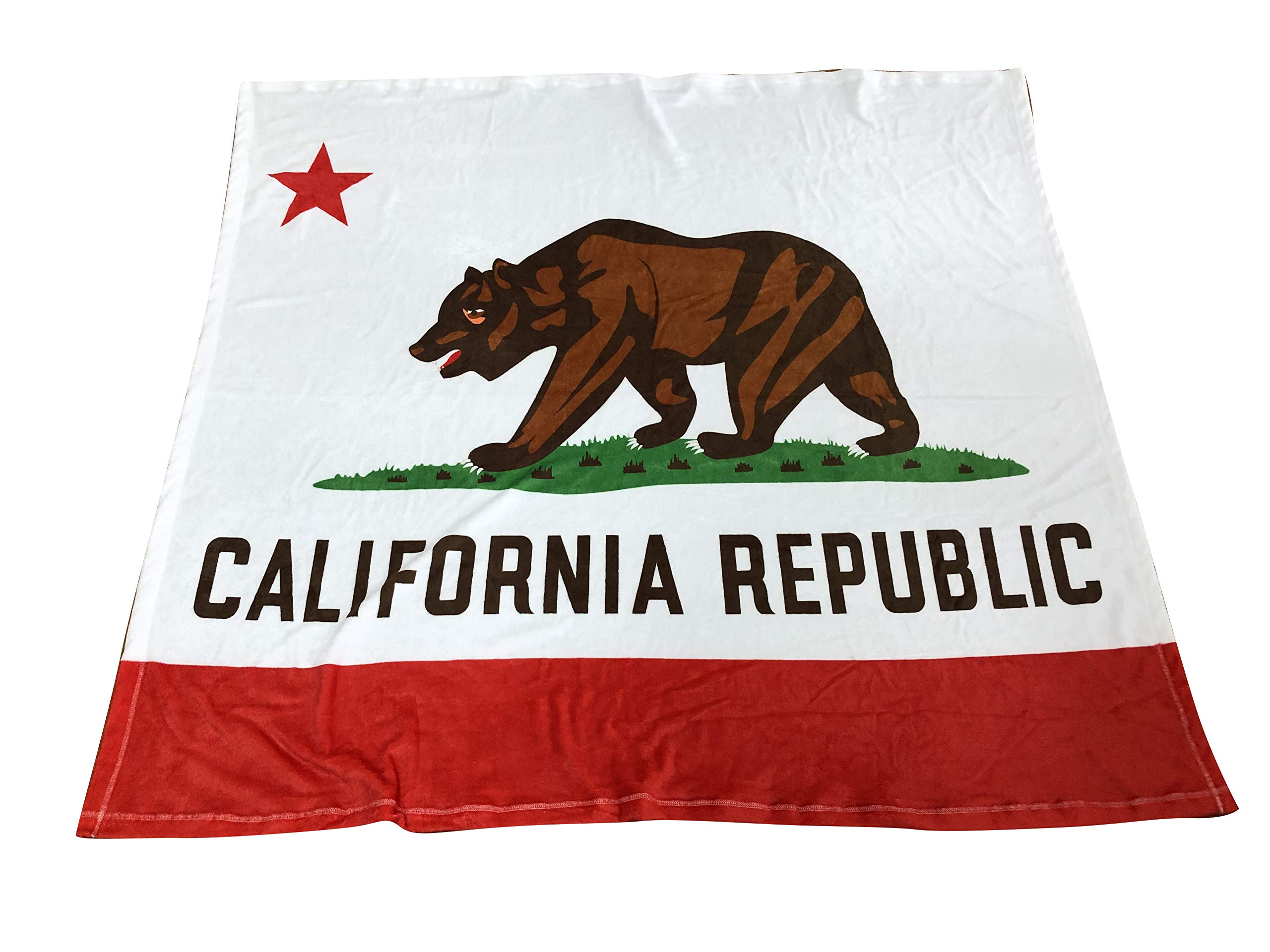 California Flag Throw Blanket for Couch - 50" x 60", Bear Flag, Soft Cozy Fleece, Christmas, California Republic, Home Decor, Red, White, Brown, USA, Living Room Sofa, Bed, Office, CA State Flag