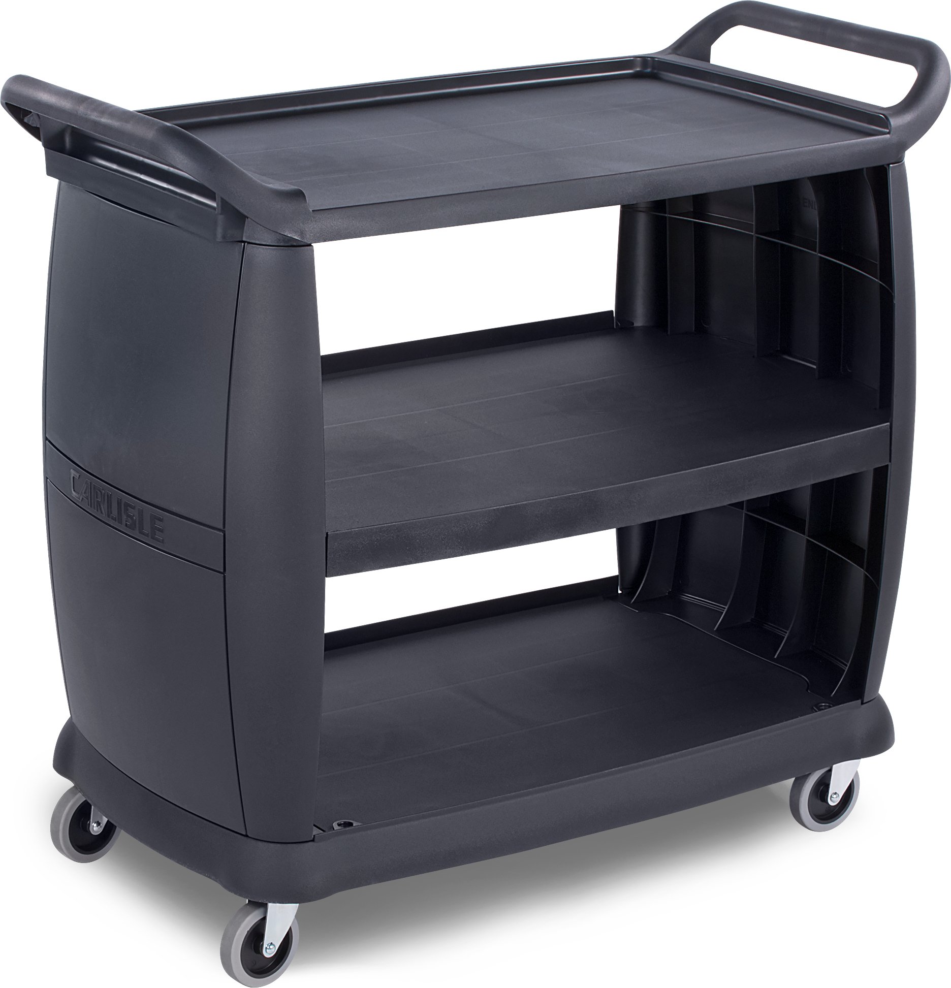 Carlisle FoodService Products Bussing Cart 300 Lb Capacity with Omnidirectional Casters for Kitchens, Restaurants, and Fast Food, Plastic, 42 x 23 x 37.5 Inches, Black, Large