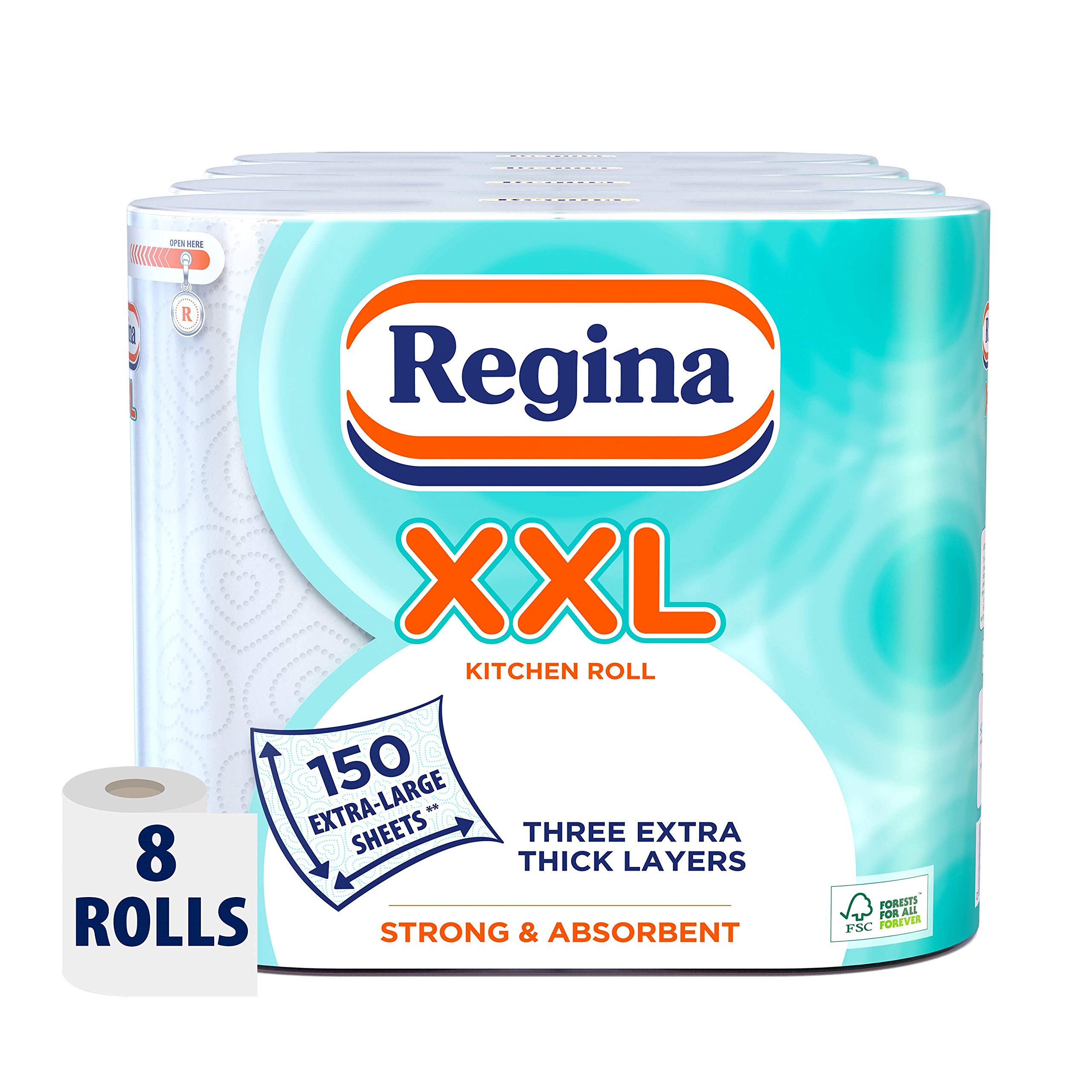 ReginaXXL Kitchen Roll, 8 Rolls, 600 Extra Large Sheets