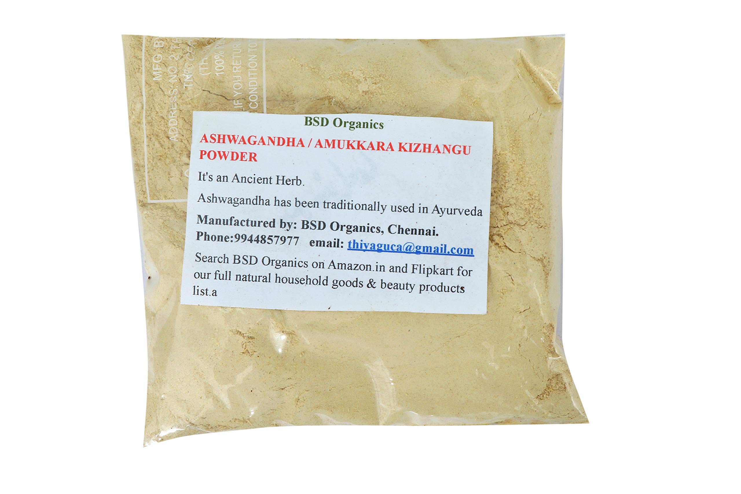 BSD Organics Ashwagandha/Amukkara Kizhangu Powder,100g