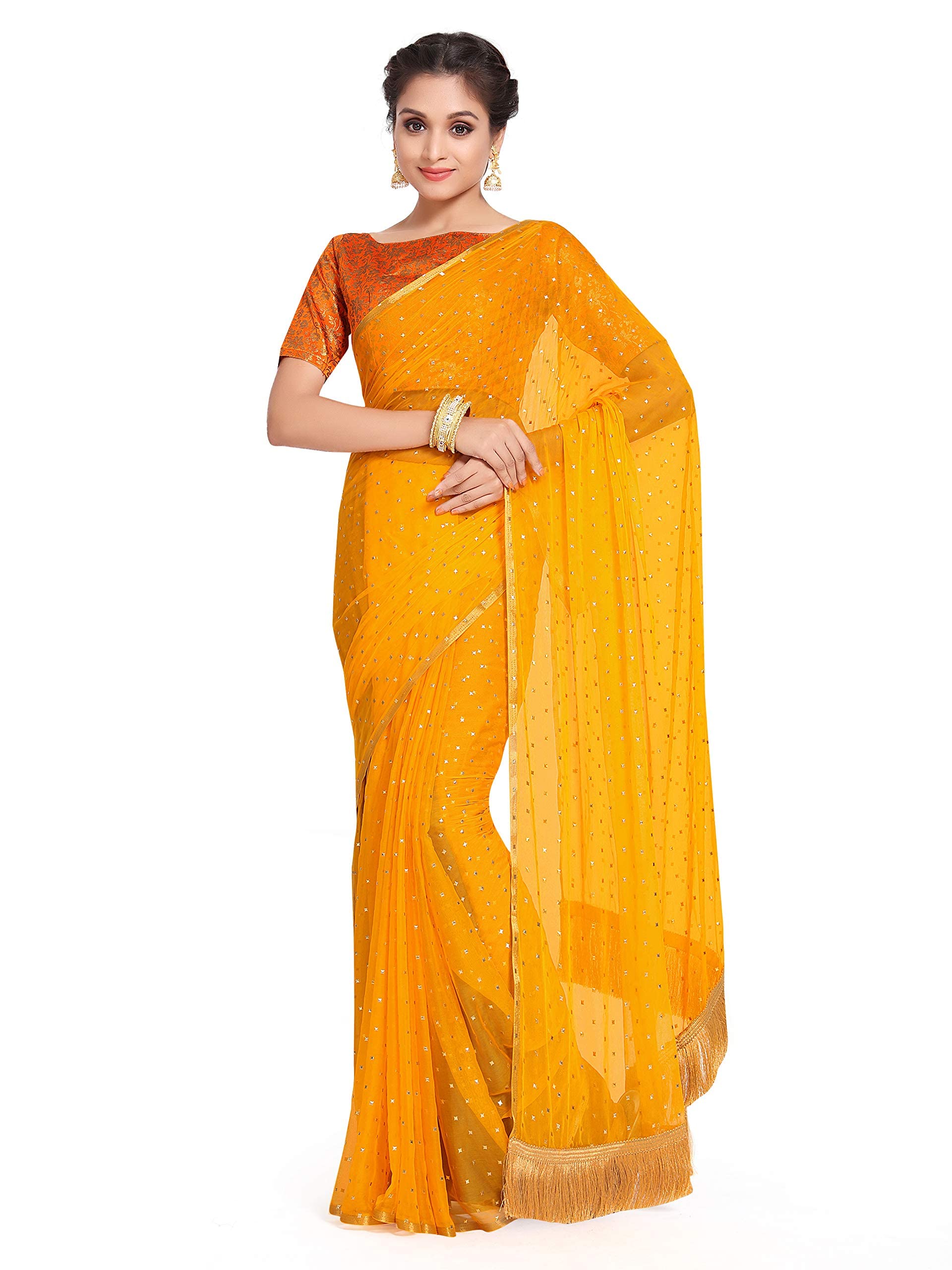 WomanistaWomen's Jacquard Georgette Saree with Blouse