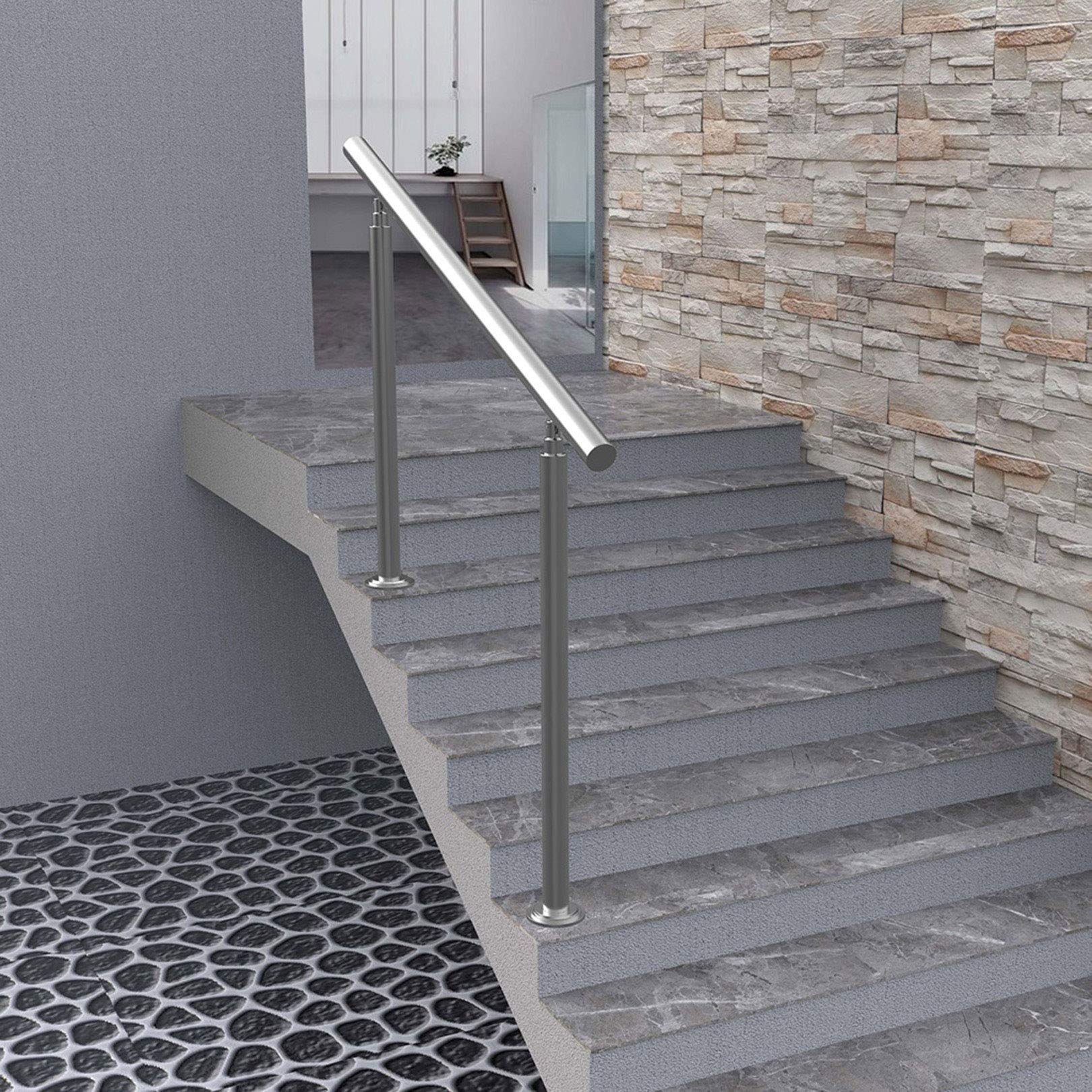 Handrail Stainless Steel with Installation Kit, Indoor and Outdoor Stair Railings, 140x90cm