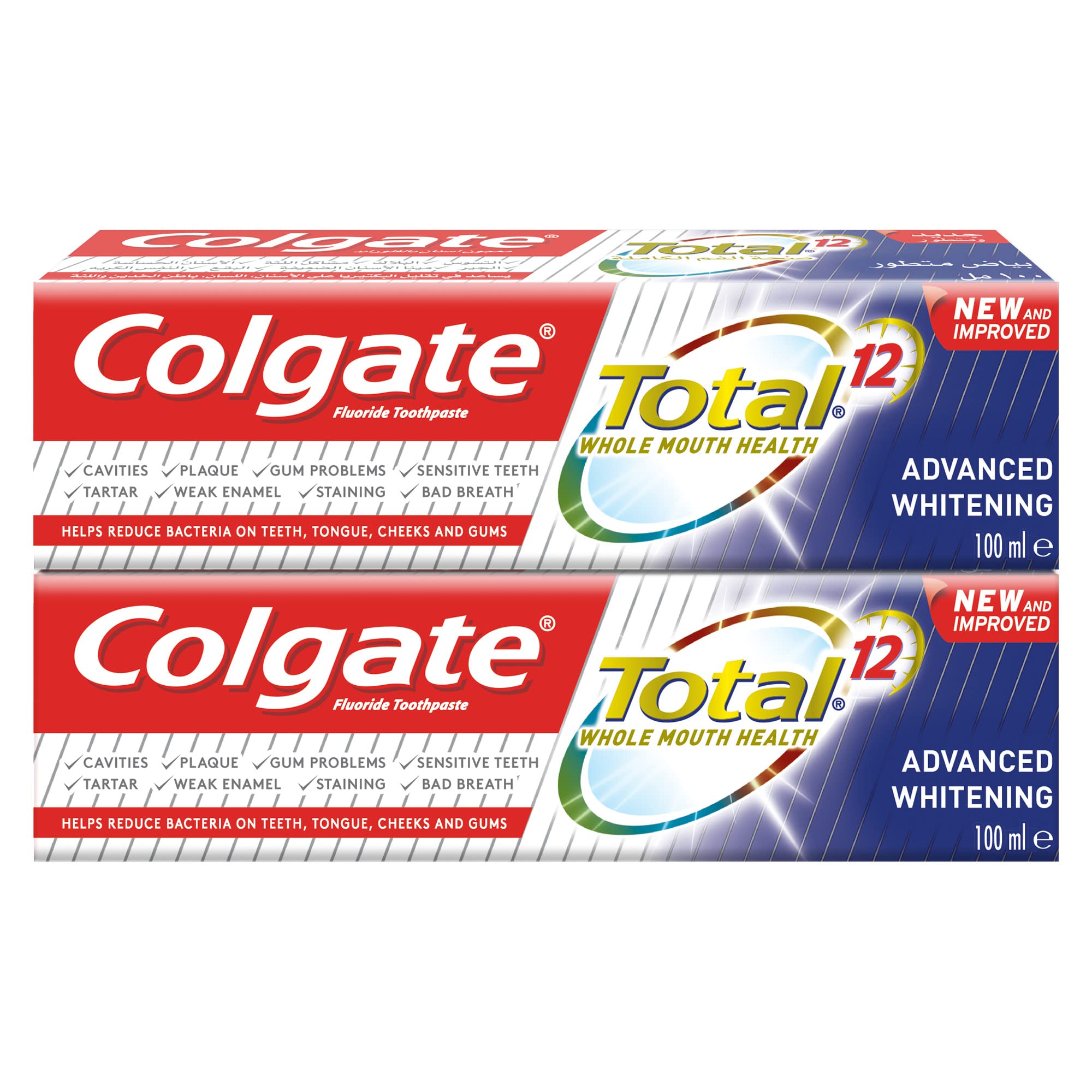 Colgate Total 12 Advanced Whitening Toothpaste 100ml (2 pack)