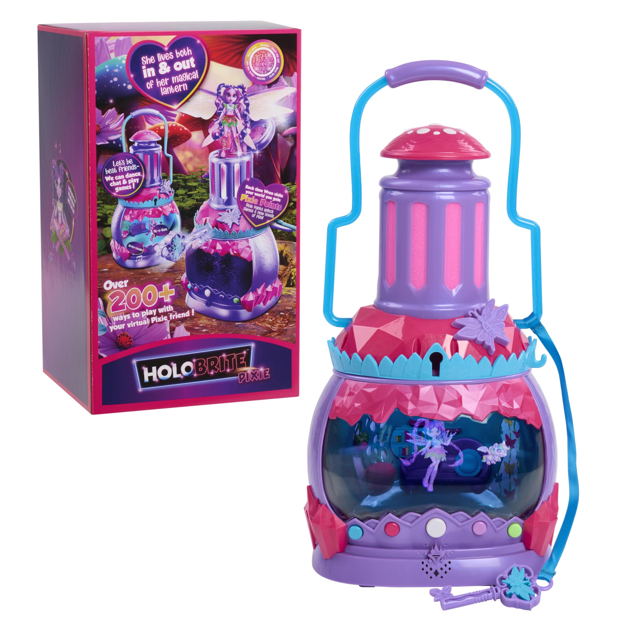 HOLOBRITE Pixie Lantern, Virtual Dancing and Interactive Games, Includes 5-inch Pixie Doll, Over 200 Ways to Play