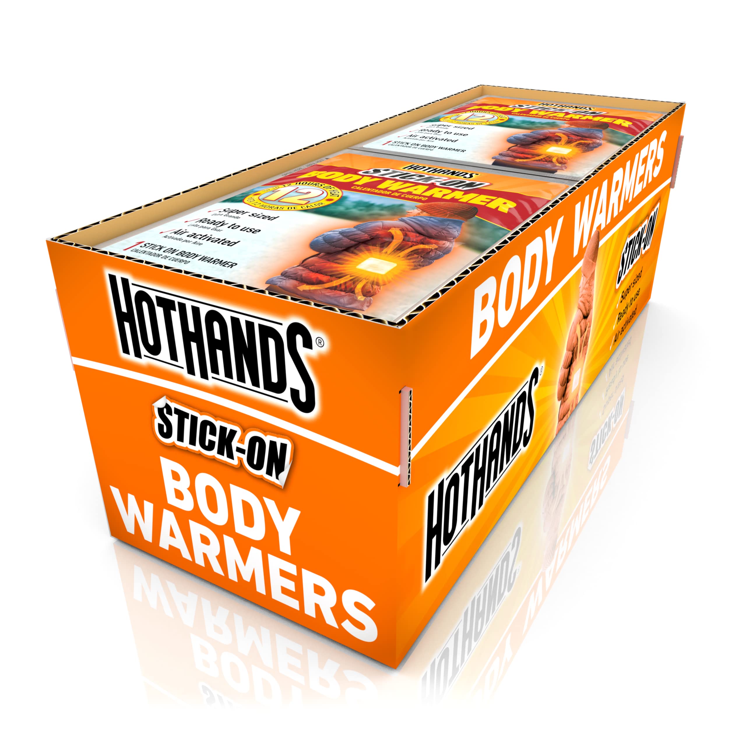 HotHands Body Warmers With Adhesive - Long Lasting Safe Natural Odorless Air Activated Warmers - Up to 12 Hours of Heat - 40 Individual Warmers