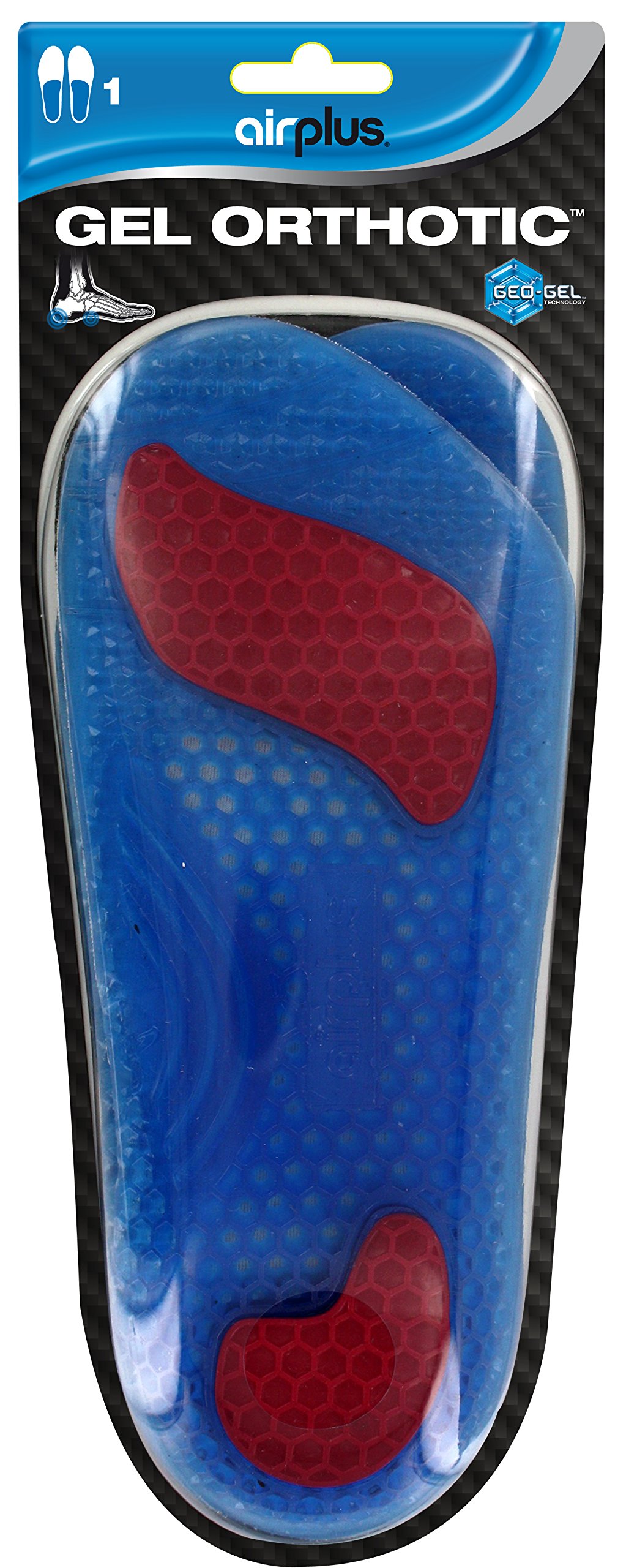 Airplus Men's Gel Orthotic Insole, Transparent Clear, Medium