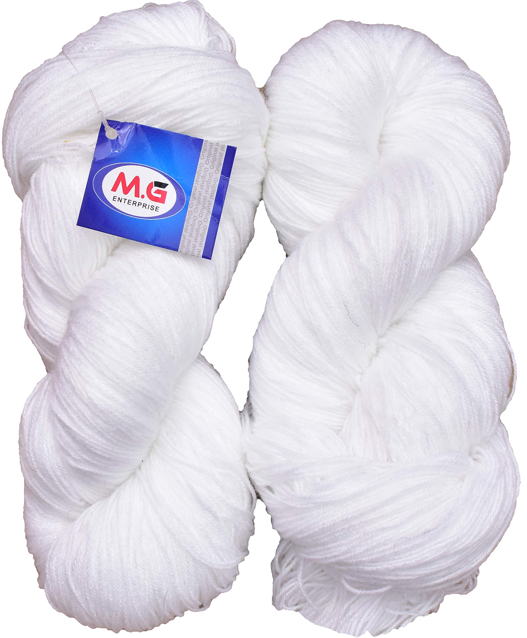 SIMI ENTERPRISE 3 ply White (200 gm) , Wool Hank Hand Knitting Wool / Art Craft Soft Crochet Hook Yarn, Needle Knitting Yarn Thread Dyed