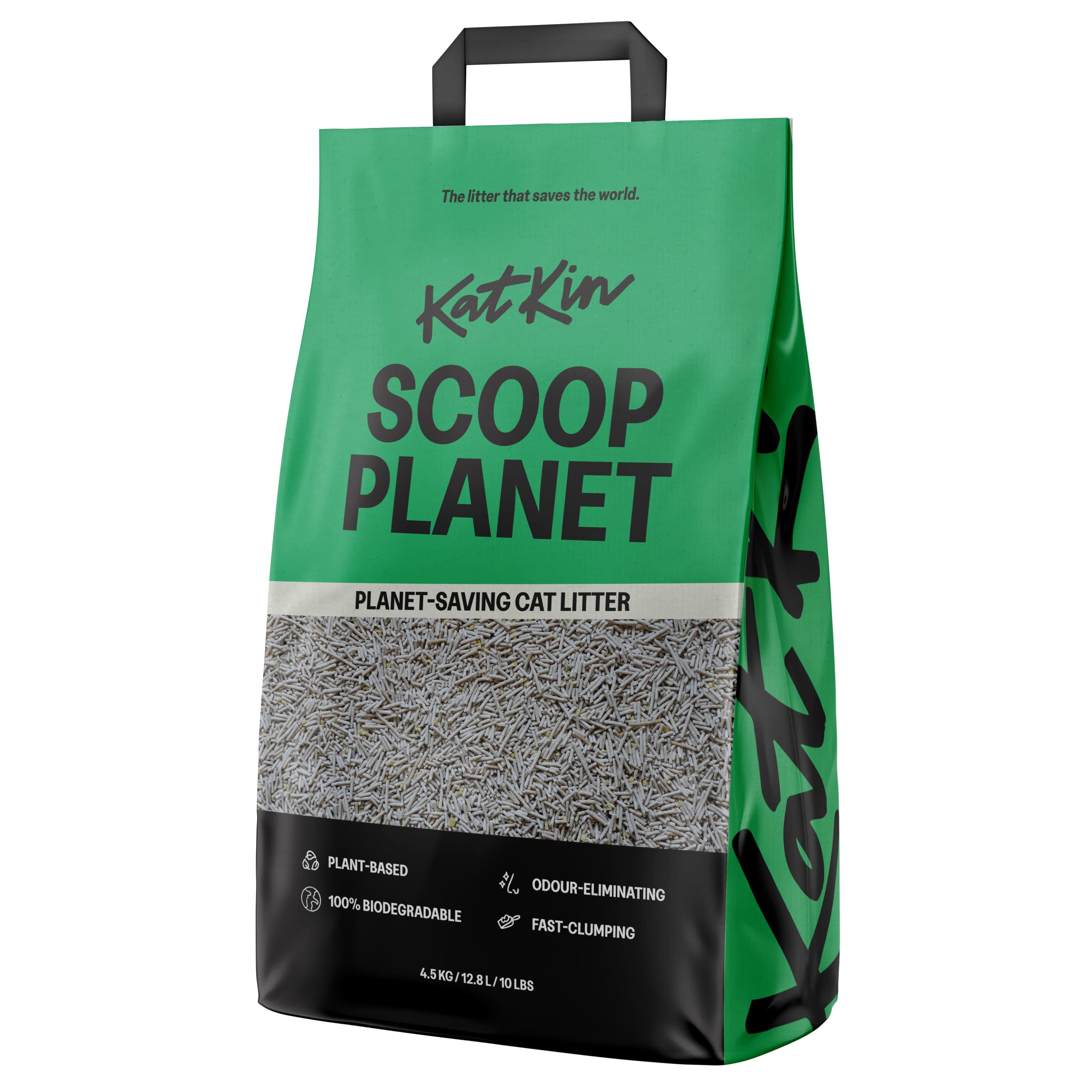 KatKin Scoop Planet Litter (1x4.5kg/12.8L bag): KatKin's upgraded Tofu litter, Plant-Based, 100% Biodegradable, Non-Tracking, Clumping Cat Litter Made With Non-Toxic, Eco-Friendly Pea fibre & Millet