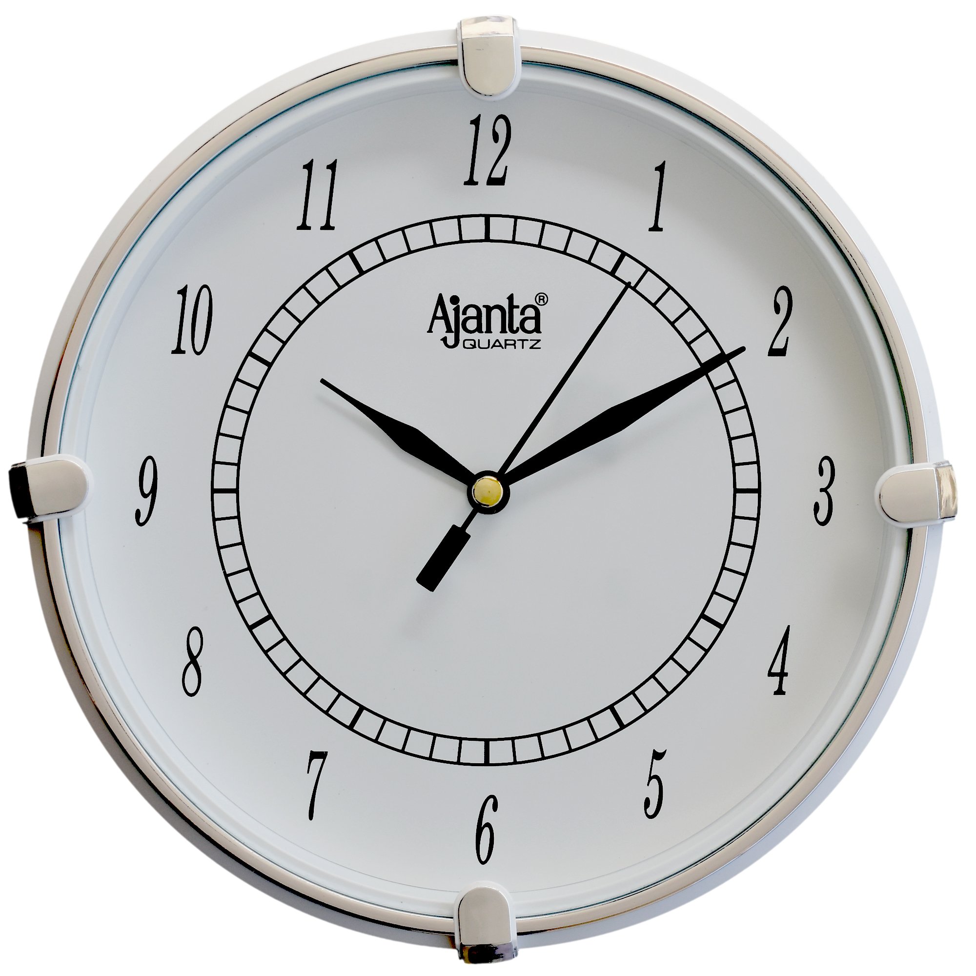 AjantaPlastic Step Movement Round Wall Clock (White, 25.7 x 25.7 x 3.6 cm)