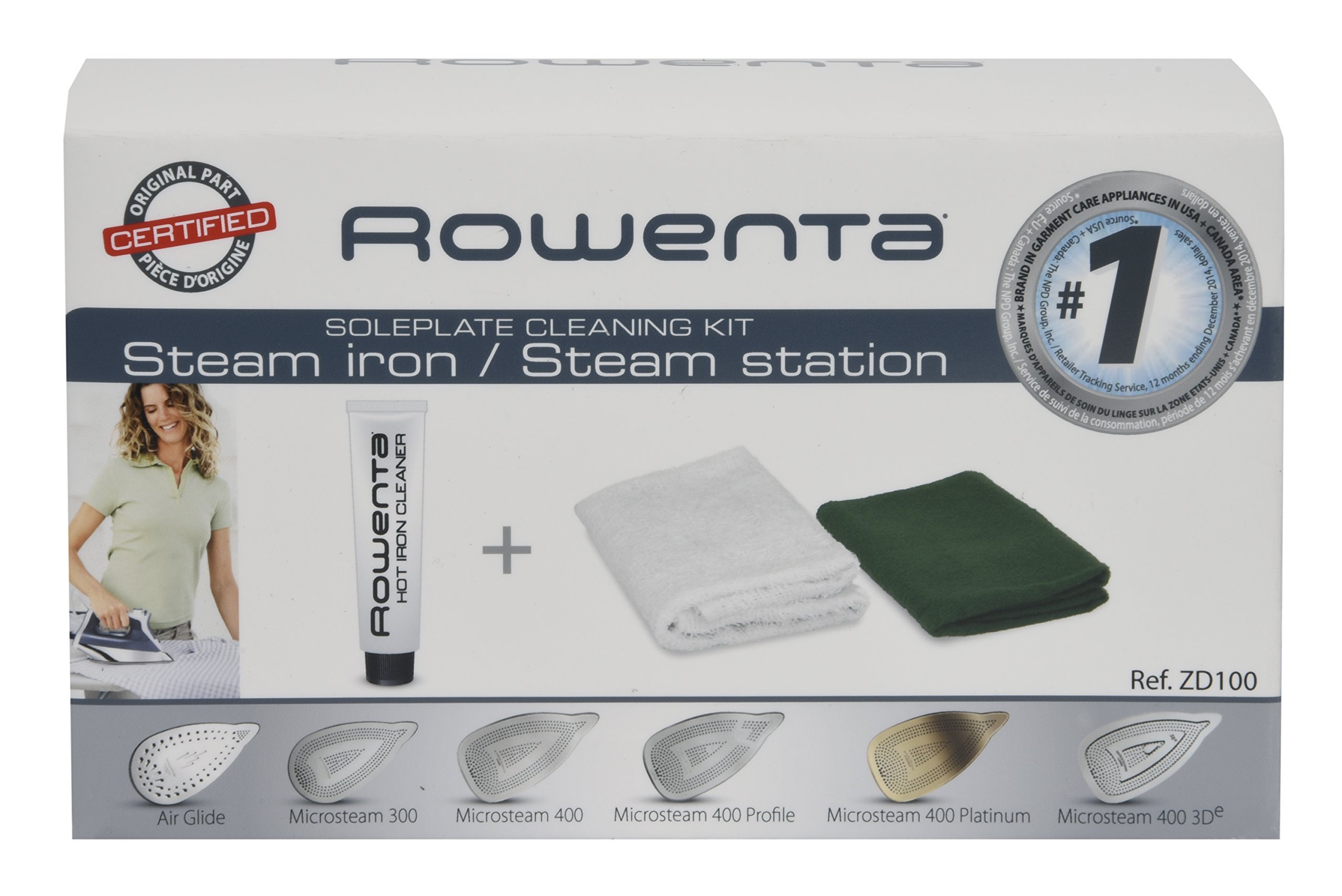 Rowenta ZD100 Non-Toxic Stainless Steel Soleplate Cleaner Kit for Steam Irons by Rowenta