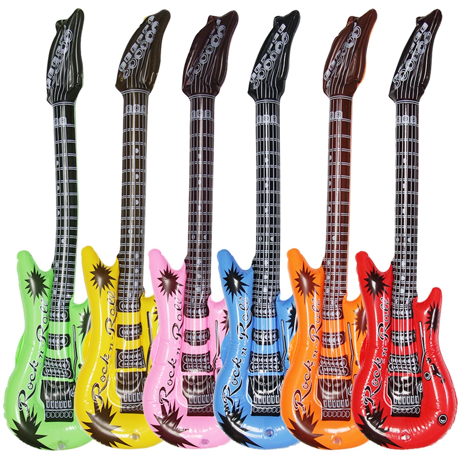 Dr.dudu Inflatable Guitar, Waterproof Assorted Colors Party Decoration (6pack)