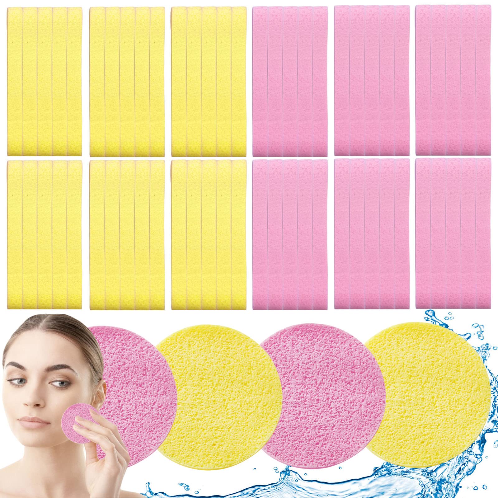 Baaxxango 120 PCS Exfoliating Wash Round Face Sponge,Makeup Removal Sponge Pad,Cleansing Facial Sponges for Estheticians,Spa Face Cleansing