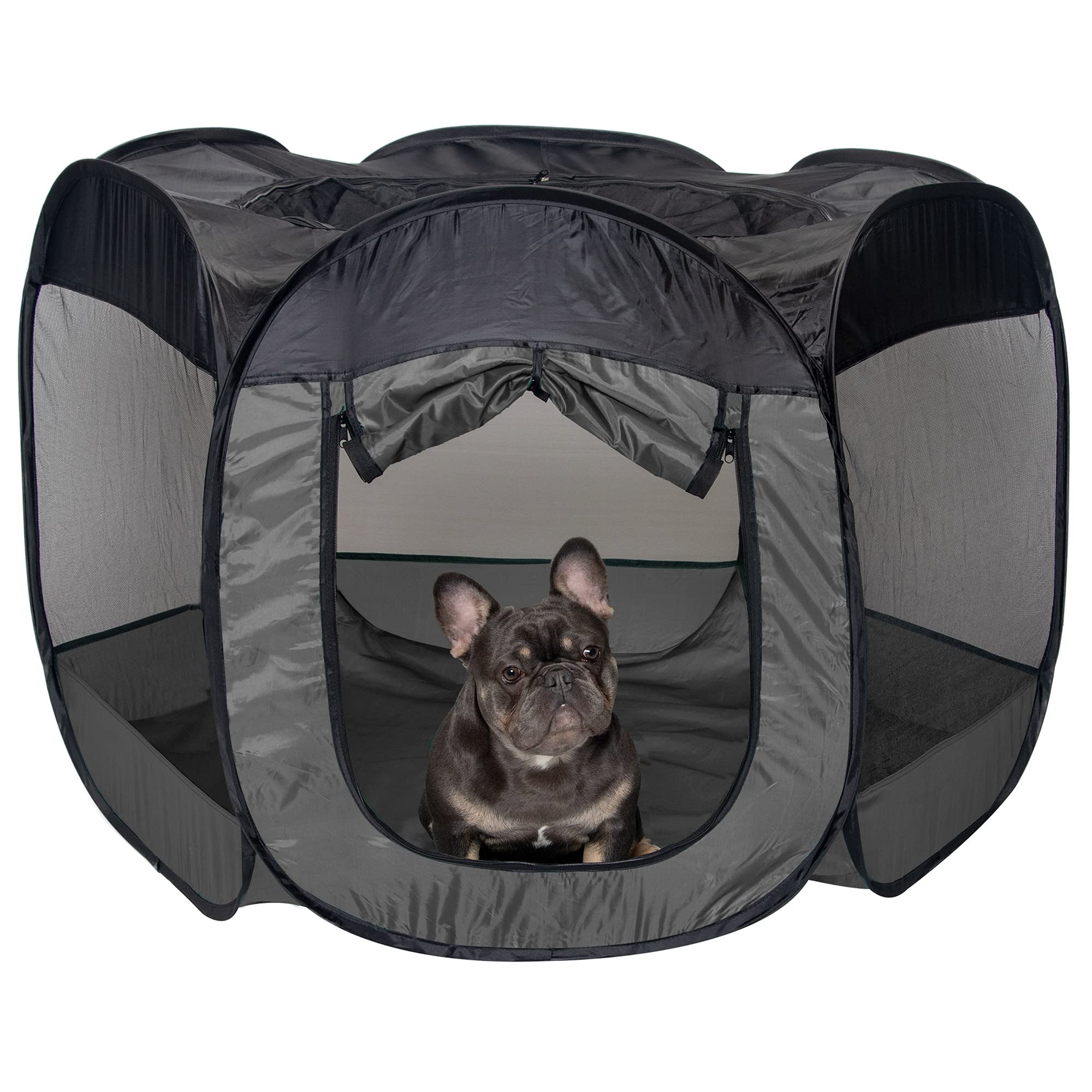 Furhaven Pet House For Dogs And Cats - Indoor-Outdoor Pop Up Playpen And Exercise Pen Dog Tent Puppy Playground, Gray, Large