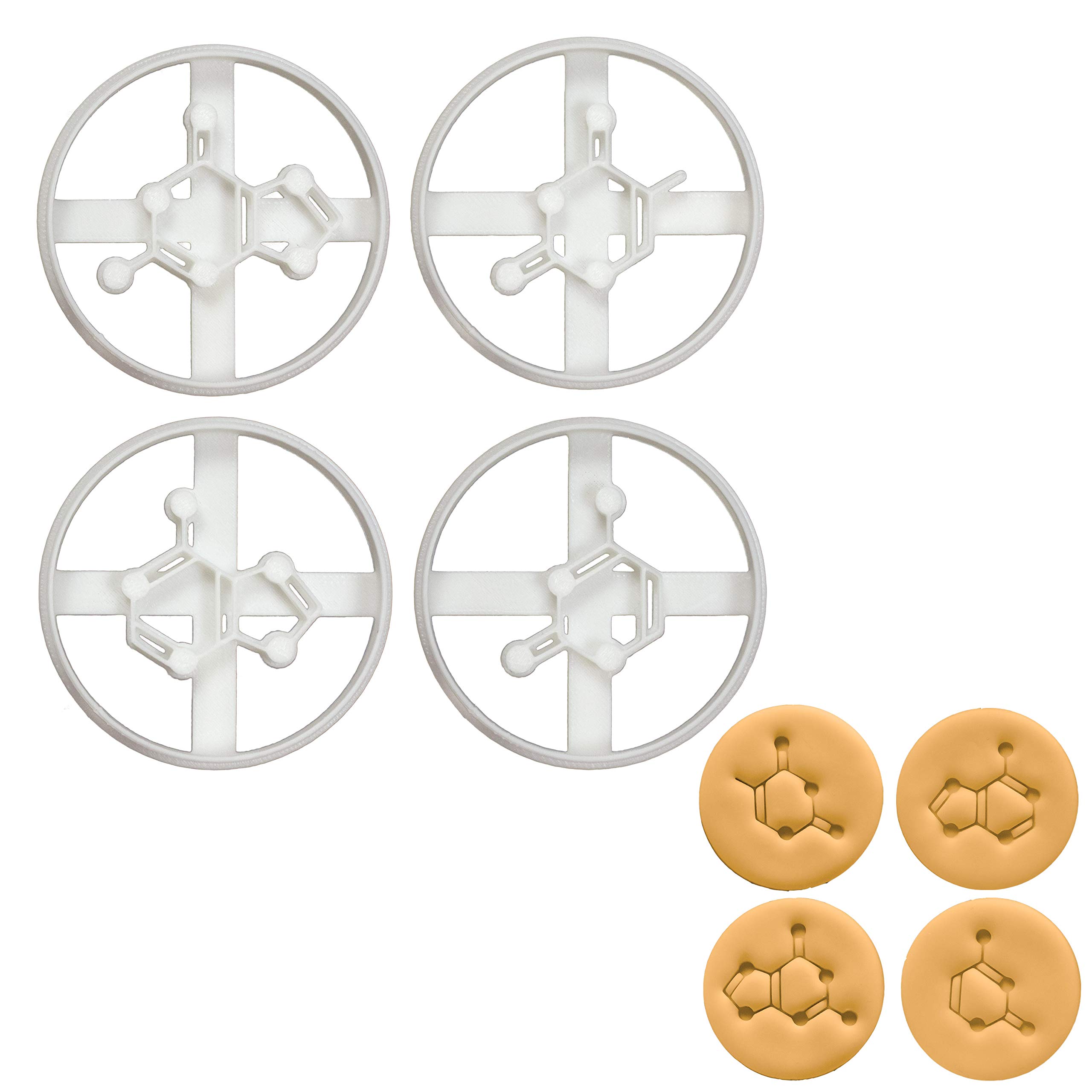 Set of 4 ATCG cookie cutters (Designs: Adenine, Thymine, Cytosine, Guanine), 4 pieces - Bakerlogy