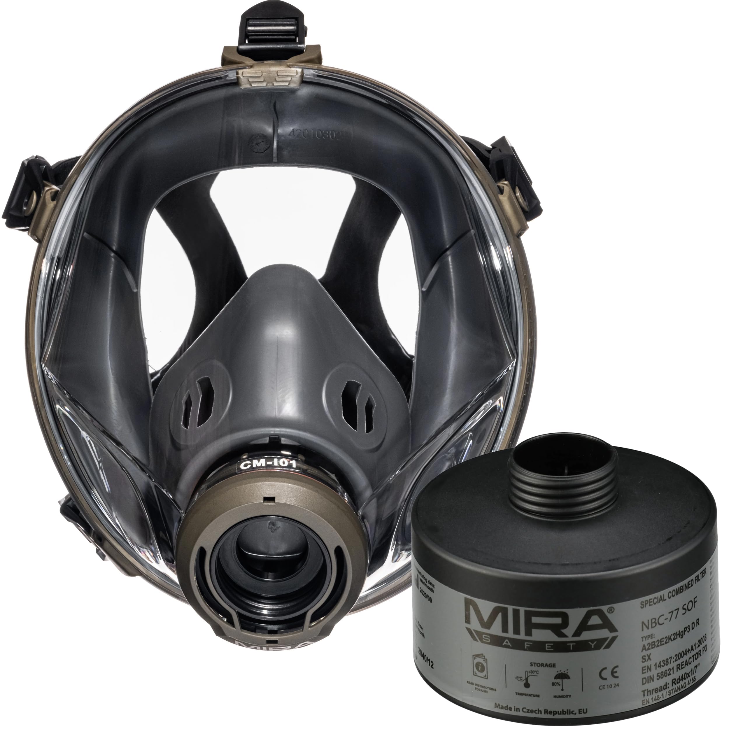 Mira Safety CM-I01 Gas Mask and NBC-77 SOF CBRN Filter