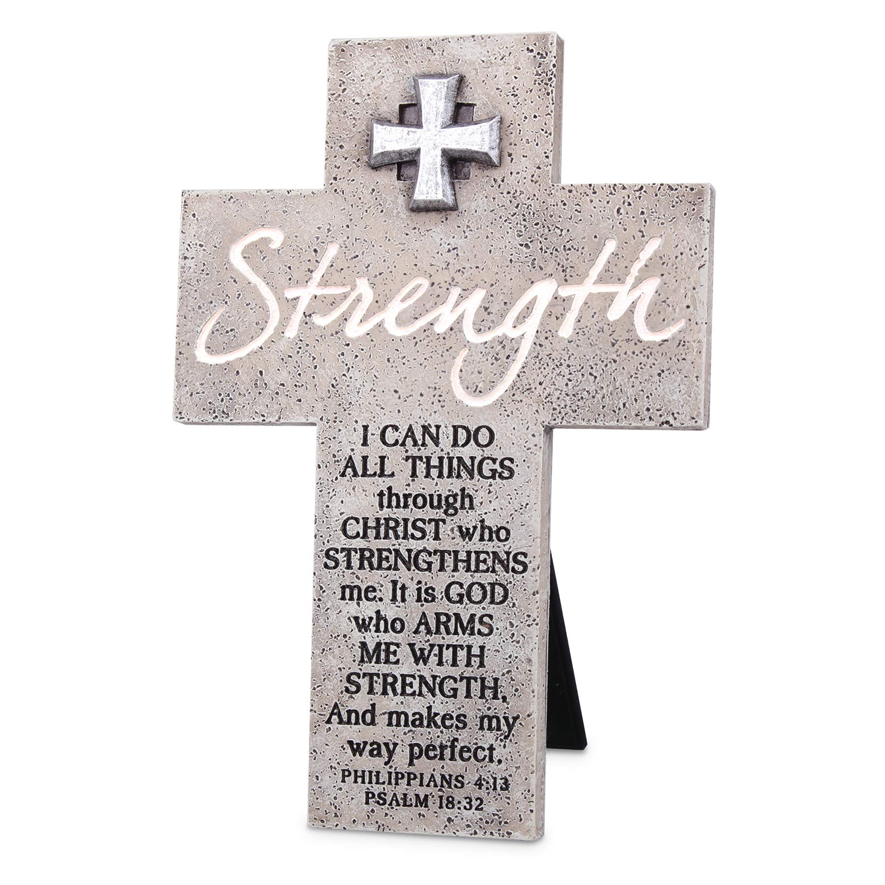 Lighthouse Christian Products Large Grey Strength Cast Stone Wall/Desktop Cross