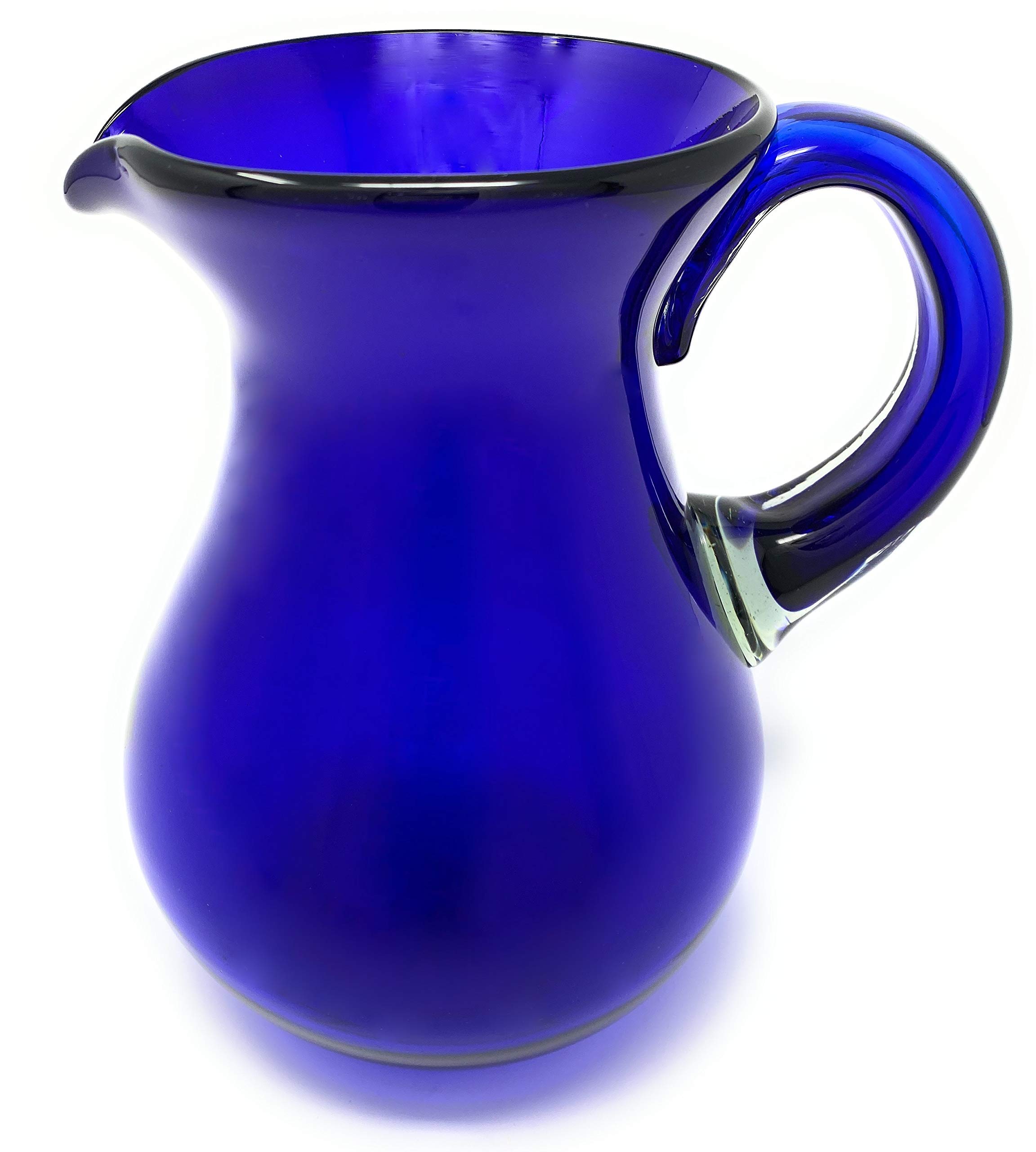 Mexican Hand Blown Glass Pitcher – Cobalt - Juice, Margaritas, Water, Lemonade (84 oz)