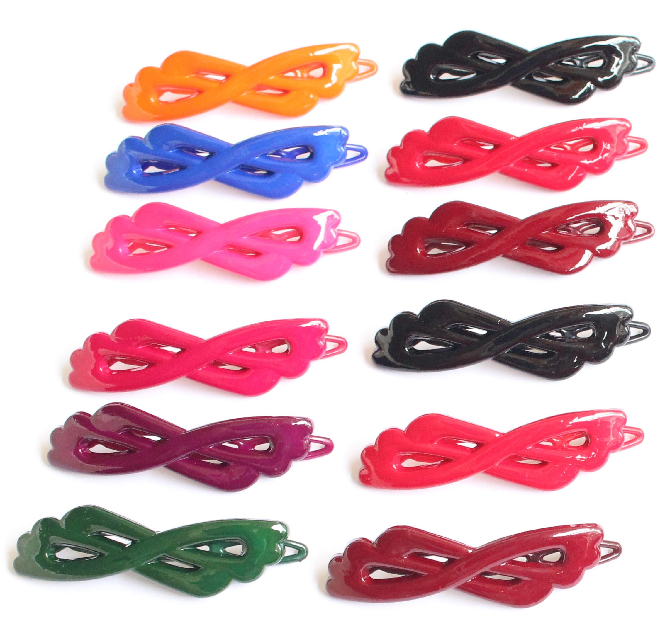 WESTENDPlastic Banana Barrette Hair Clip for Women - Set of 12 ( Multicolour )