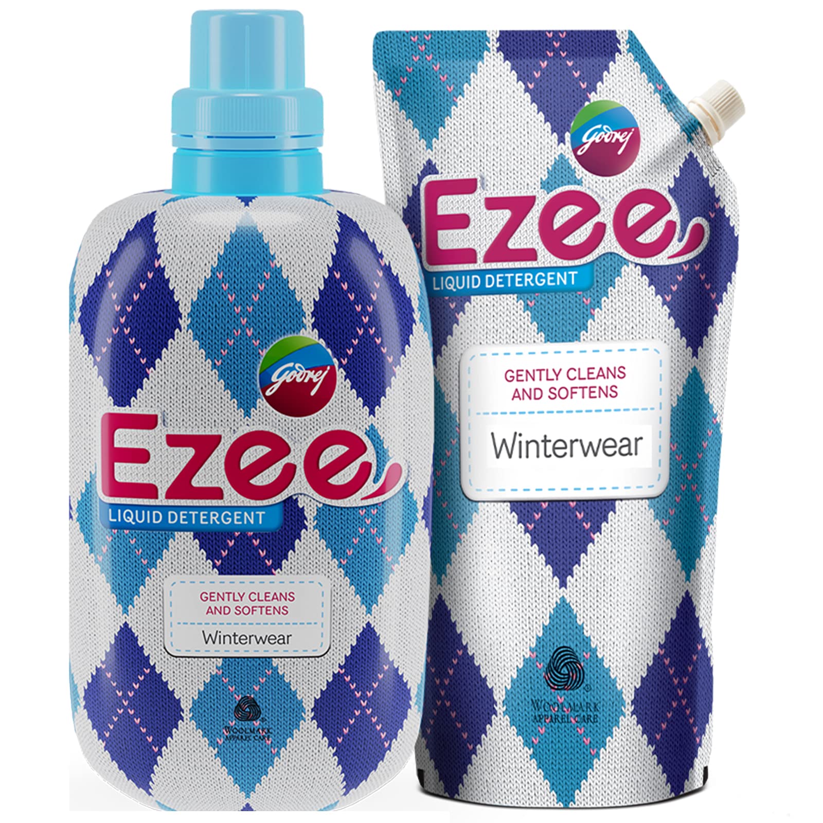 Godrej Ezee Liquid Detergent - Winterwear, No Soda Formula, 2kgs (1 bottle & 1 refill)