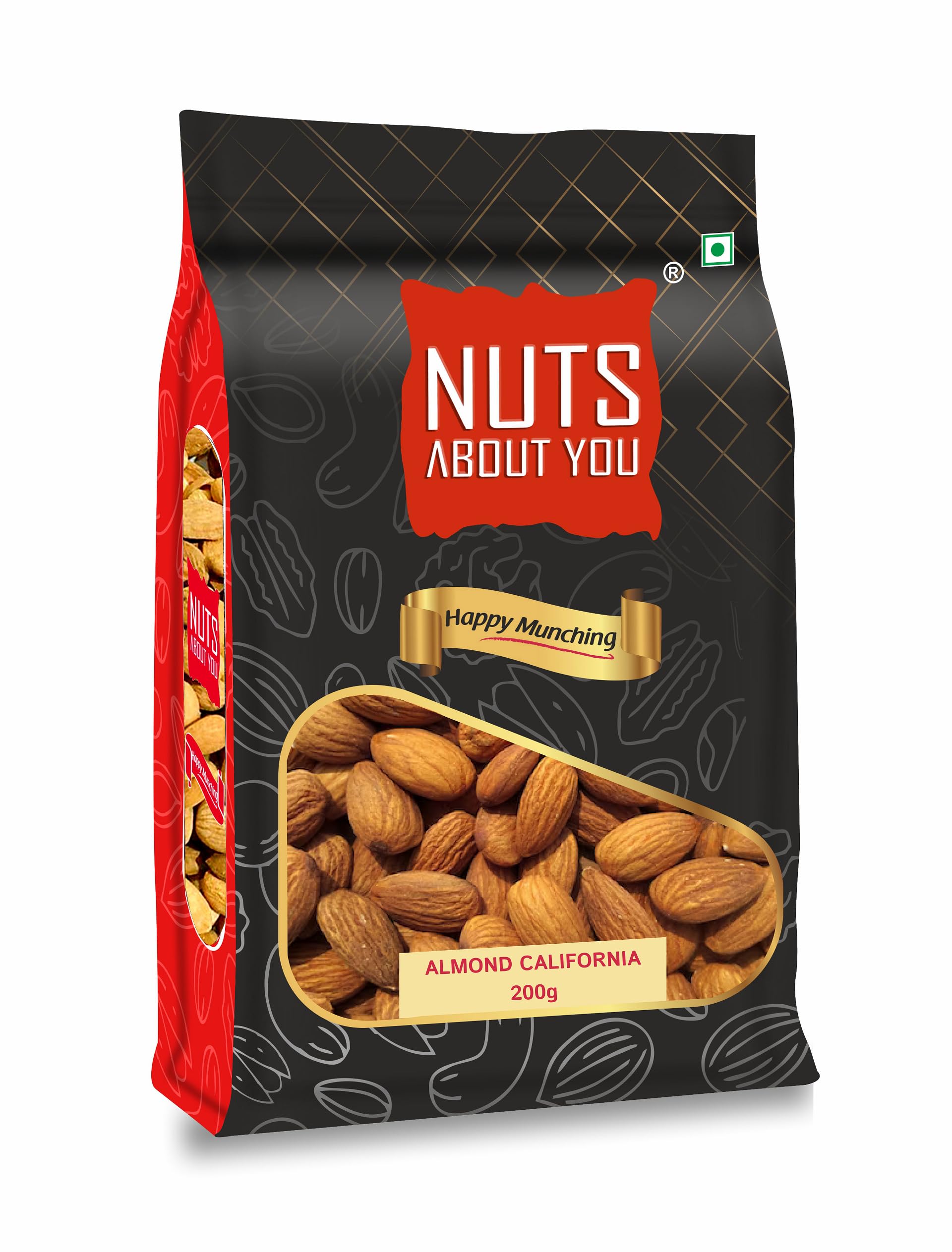 Nuts About You Premium ALMONDS, 200 g | New Crop | Premium | 100% Natural | Badam | Fresh & Crisp |