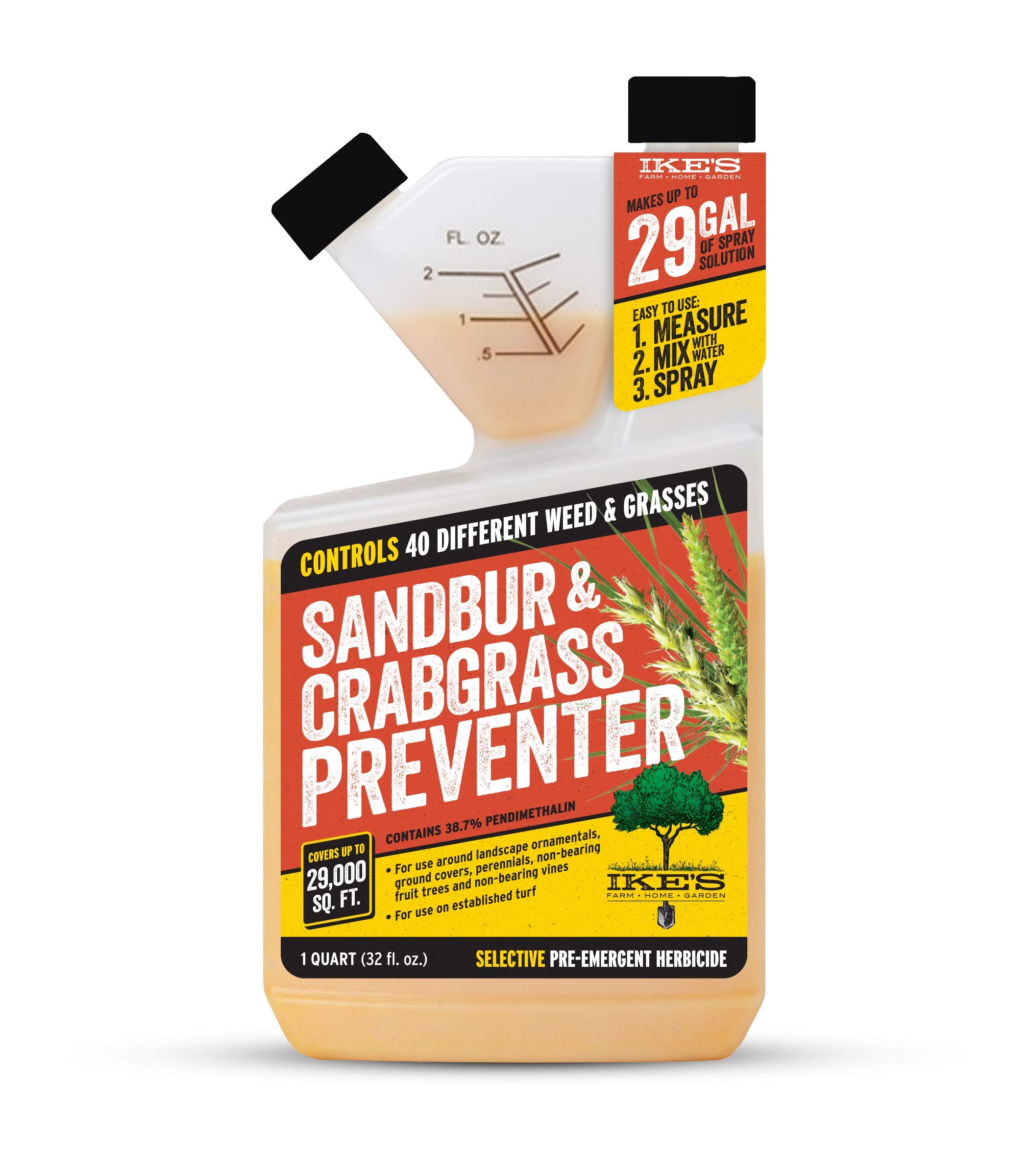 Sandbur & Crabgrass Preventer | Stop Unwanted Weeds and Grasses Before They Germinate | Easy to Use Pre-Emergent | Convenient Tip and Measure Packaging (Quart)