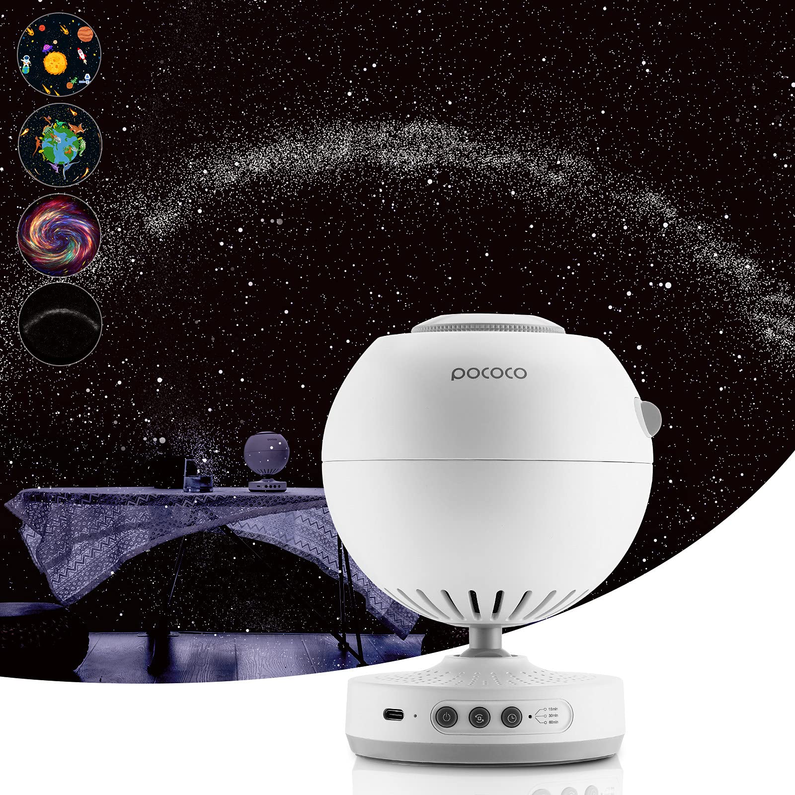 Star Projector, POCOCO Galaxy Lite Home Planetarium Galaxy Projector with Real Starry Skylight Presentation, Galaxy light projector for Home decoration, Night Light Ambiance