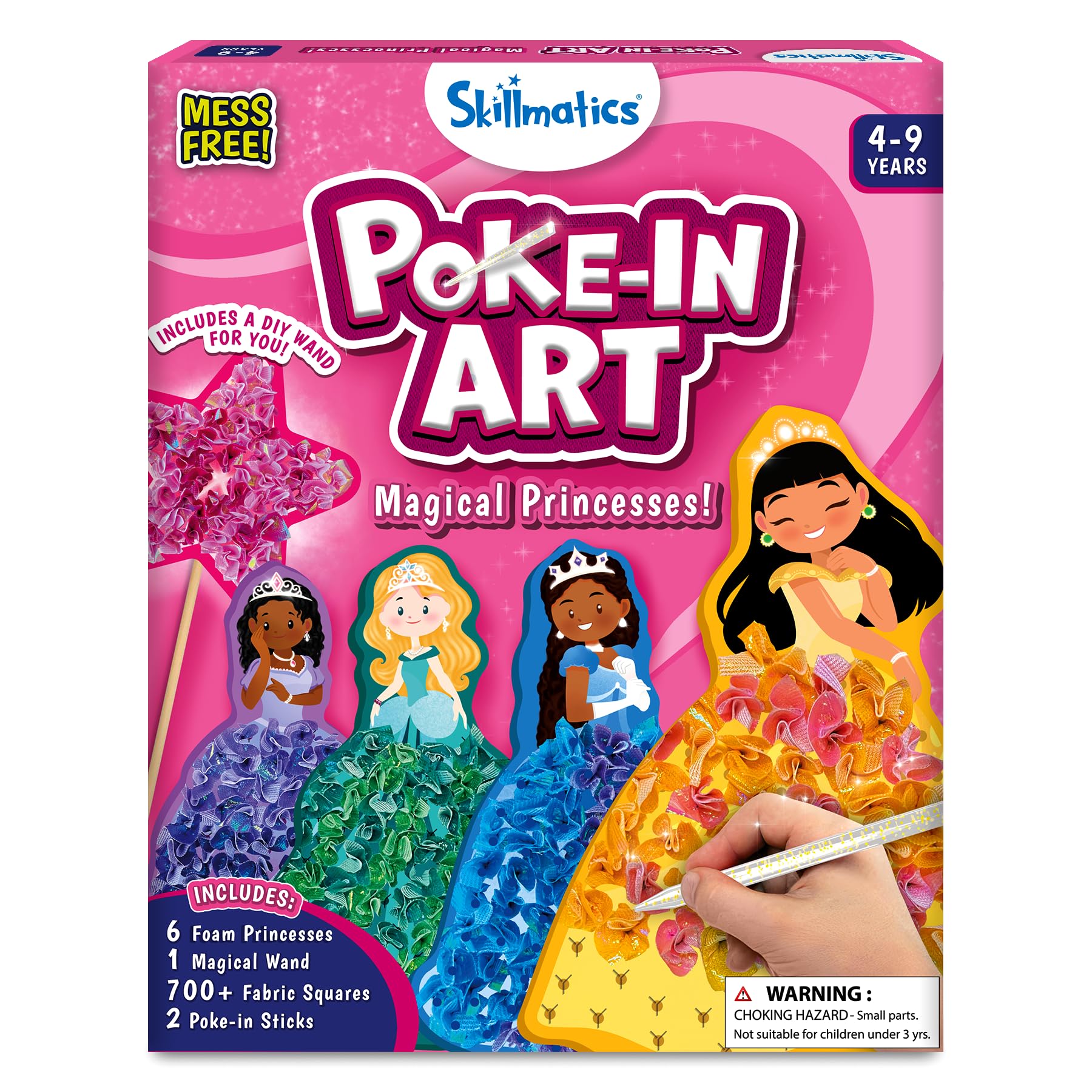 Skillmatics Art & Craft Activity - Poke-in Art Magical Princesses, Mess-Free Art for Kids, Craft Kits, DIY Activity, Gifts for Girls & Boys Ages 4, 5, 6, 7, 8, 9