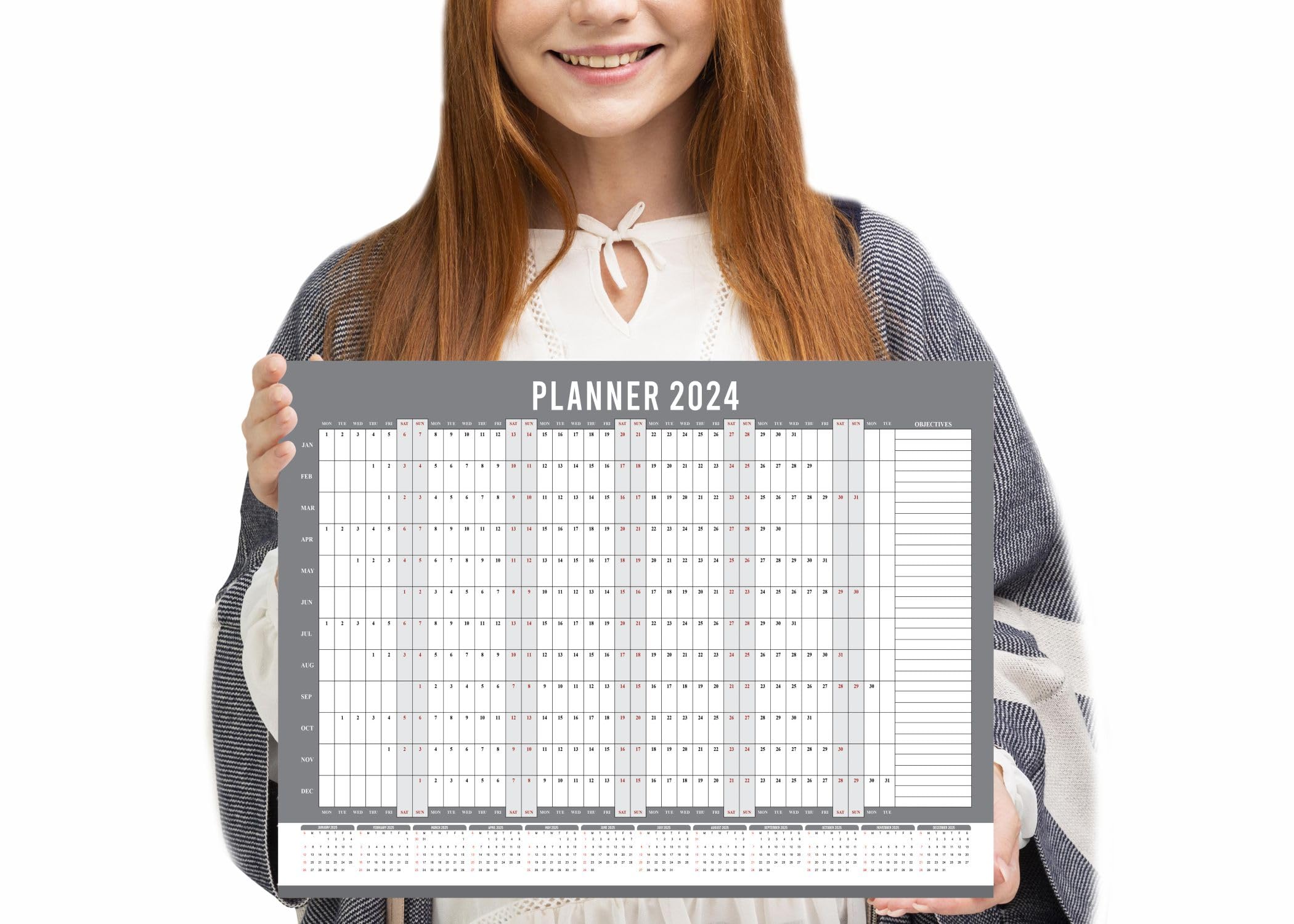 2024 Wall Planner A3 42.0 x29.7cm Calendar Yearly Wall Planner Calendar 2024 Home Desk Office Jan to Dec Academic Wall Planner Full Year To view 2024 Calendar Planner Grey