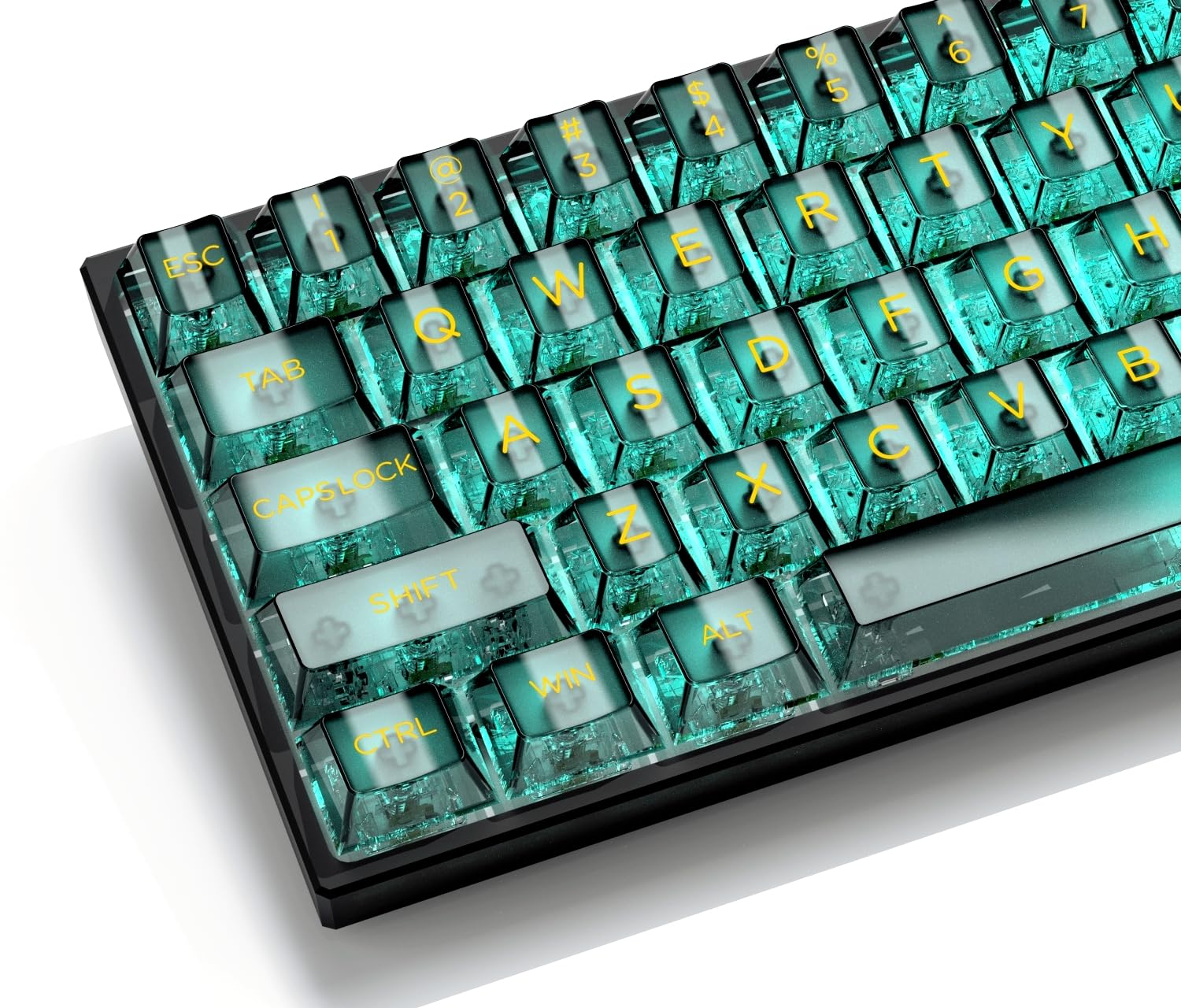 dagaladoo Crystal Clear keycap,Black Ceramic Transparent keycaps 75 Percent,Shine Through Keyboard caps,PC Material,Cherry Profile for Mx Switches Gaming Mechanical Keyboard(140key,only keycaps)